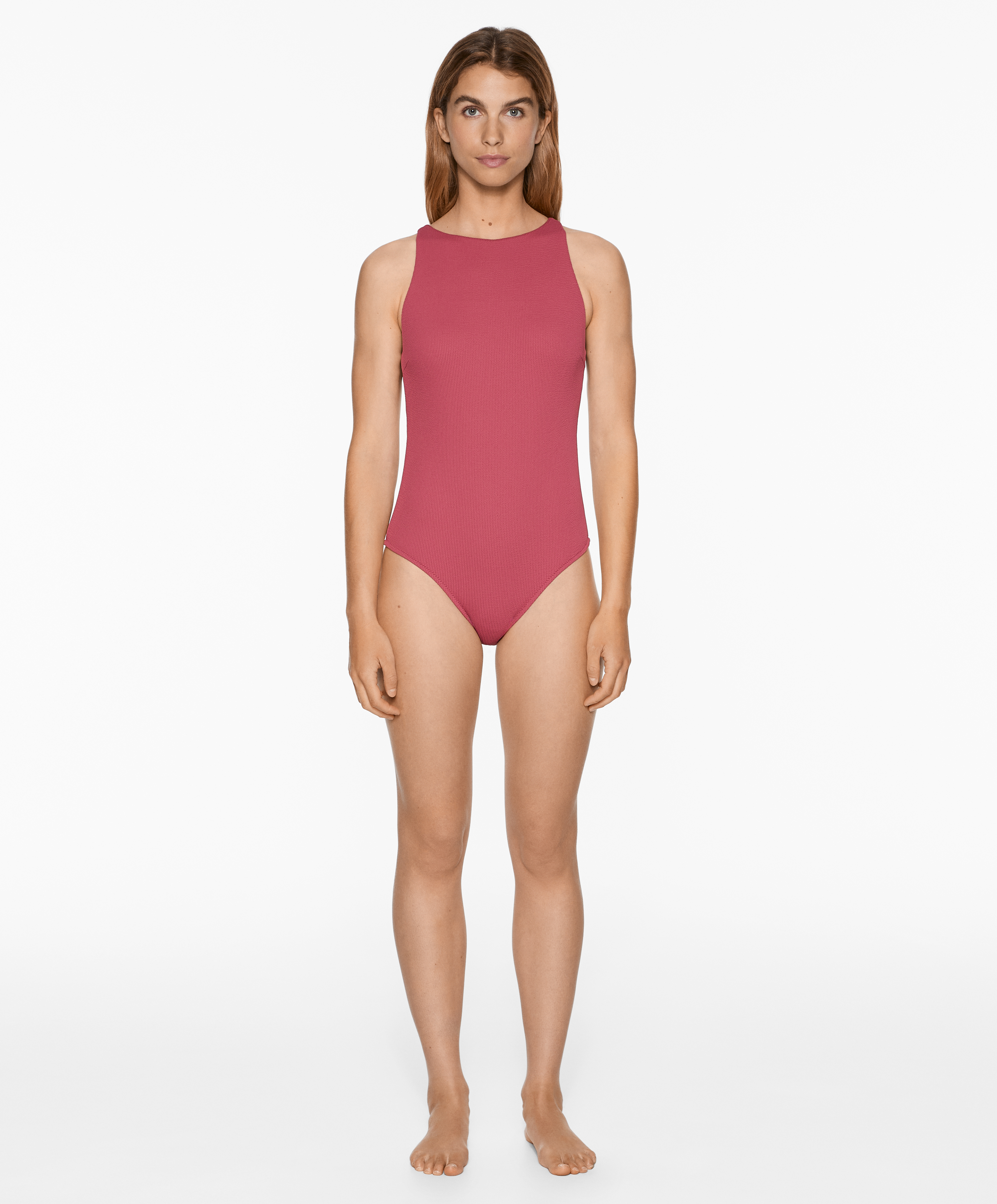 Rib halter swimsuit