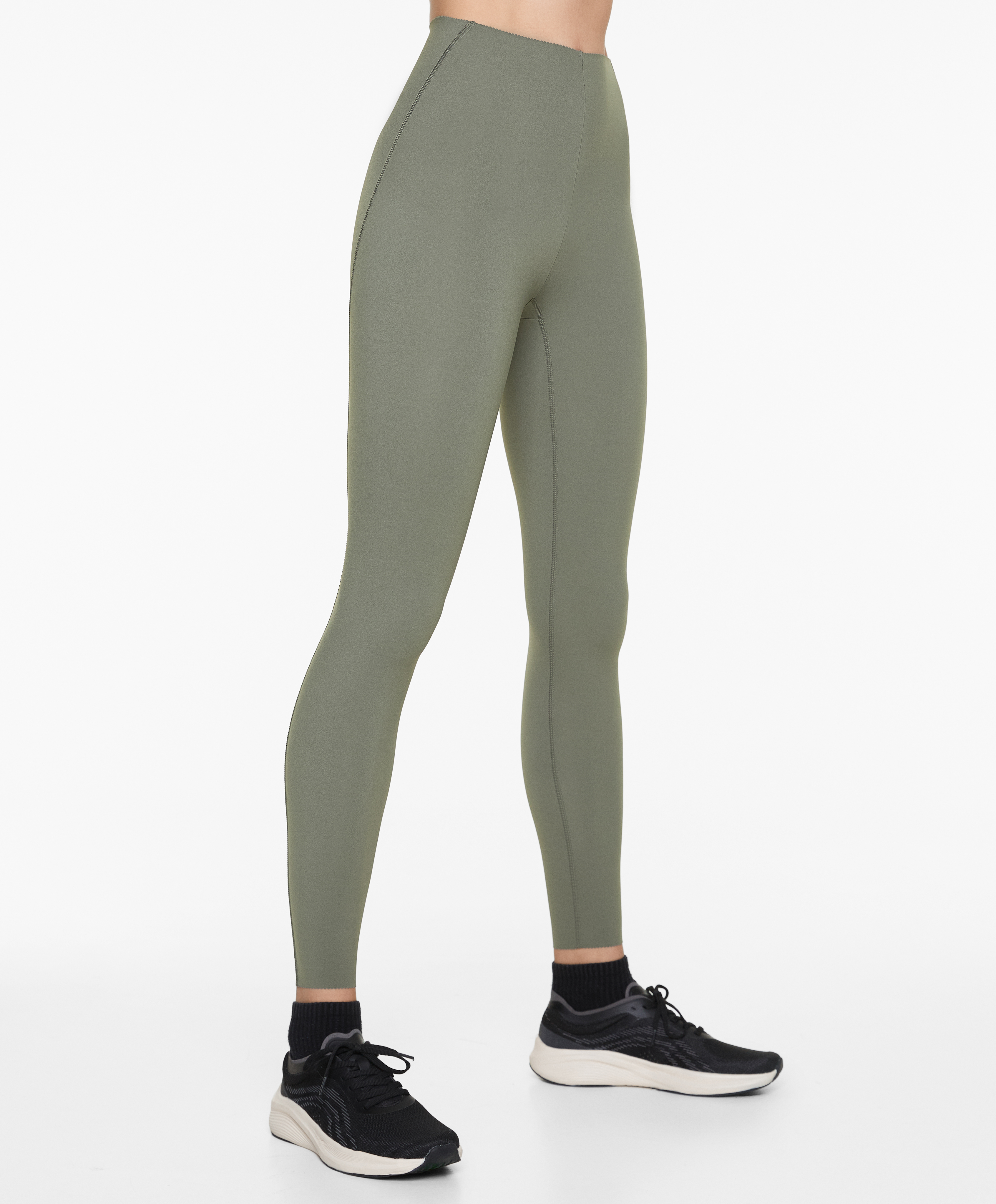 Compressive core control ankle-length leggings