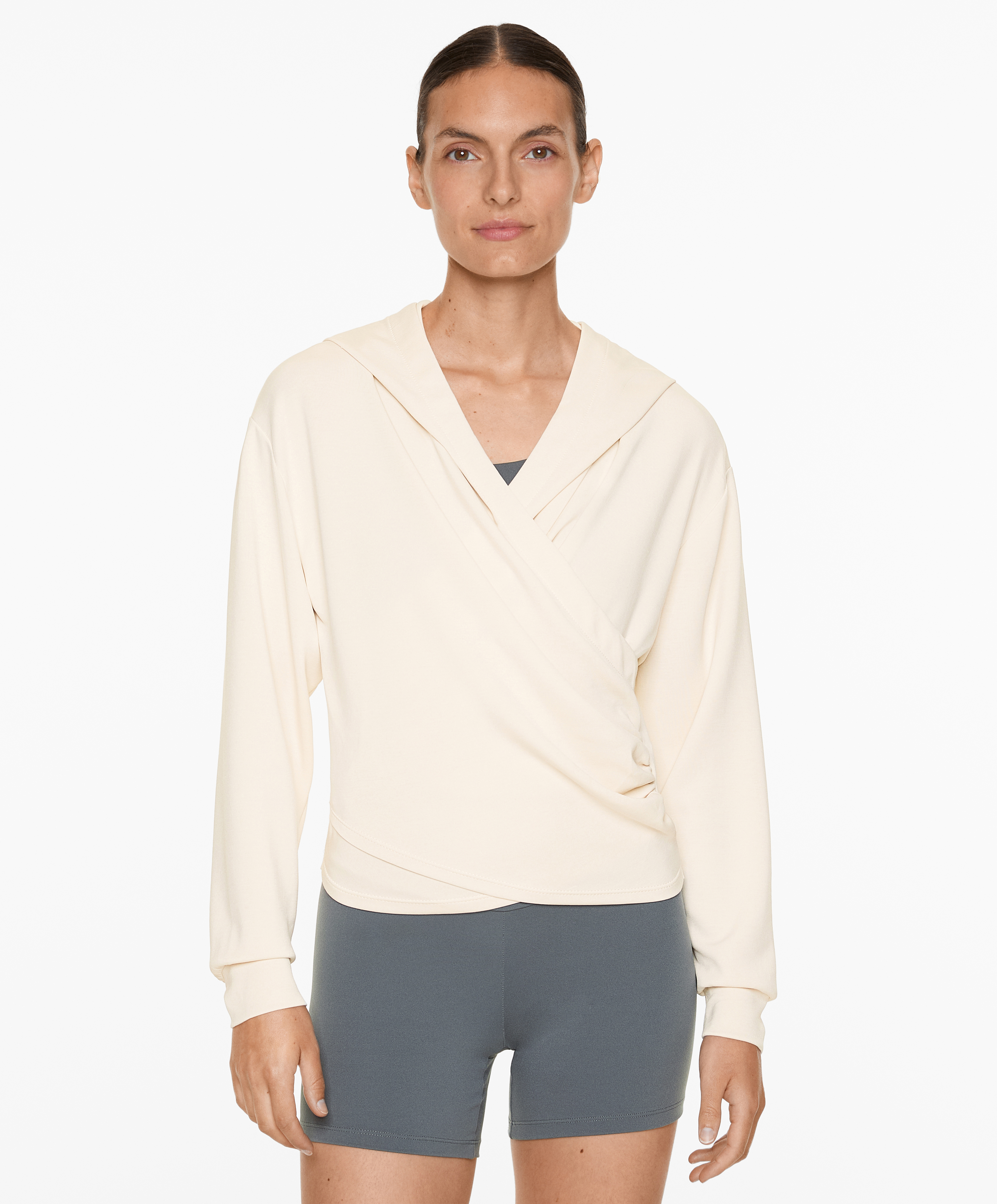Crop wrap sweatshirt with modal