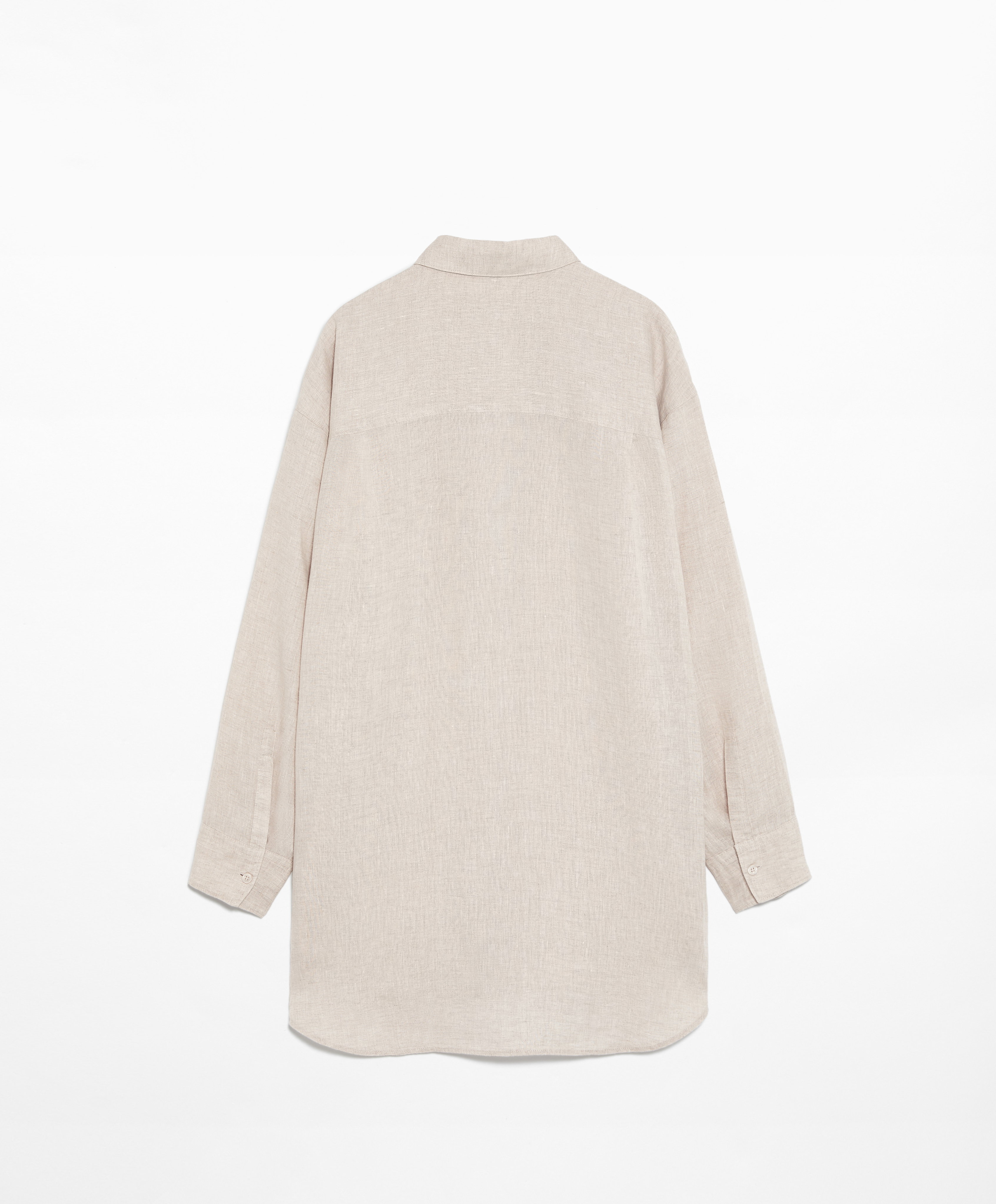 Oversize long-sleeved 100% linen shirt