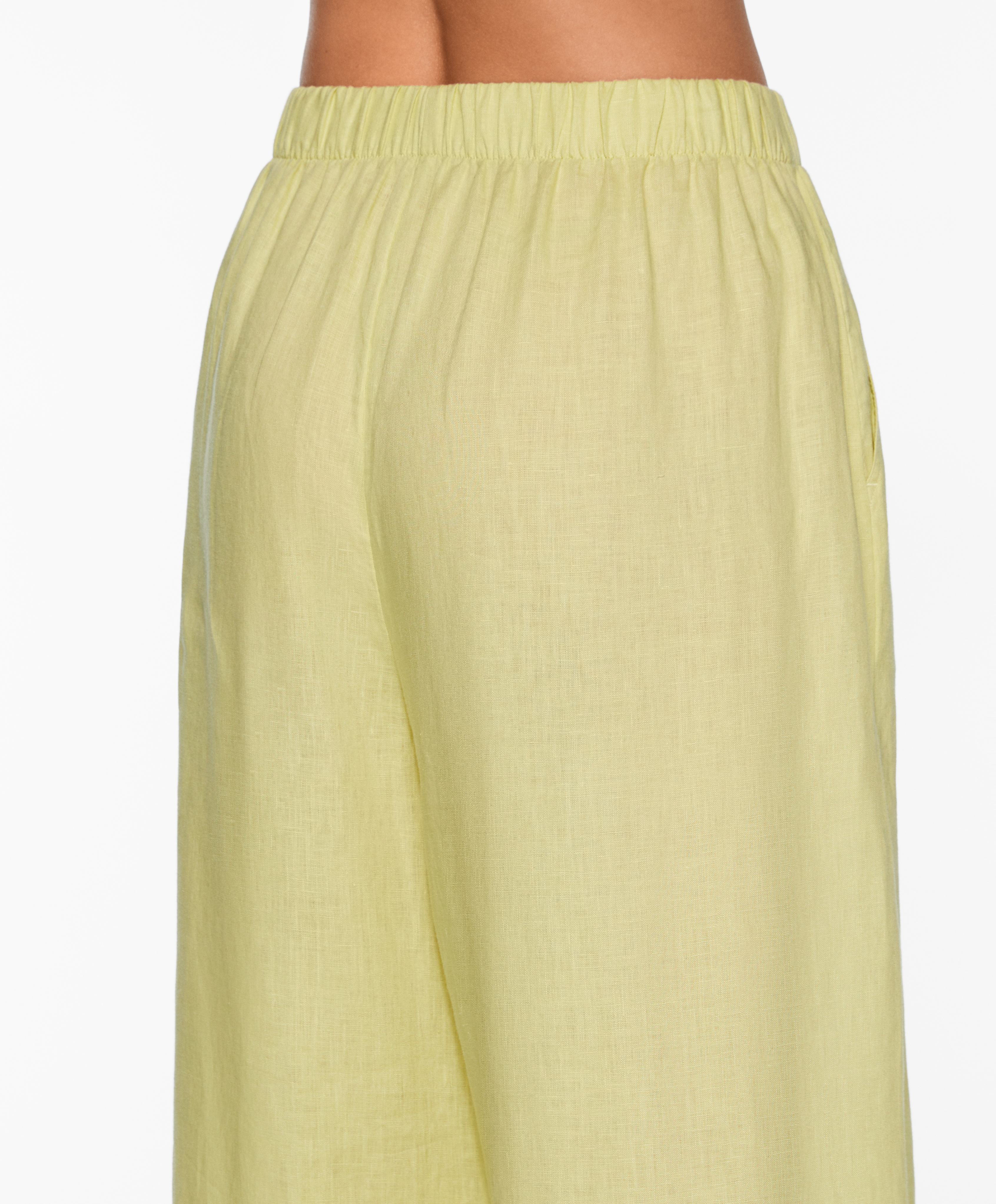 100% linen wide straight-leg trousers