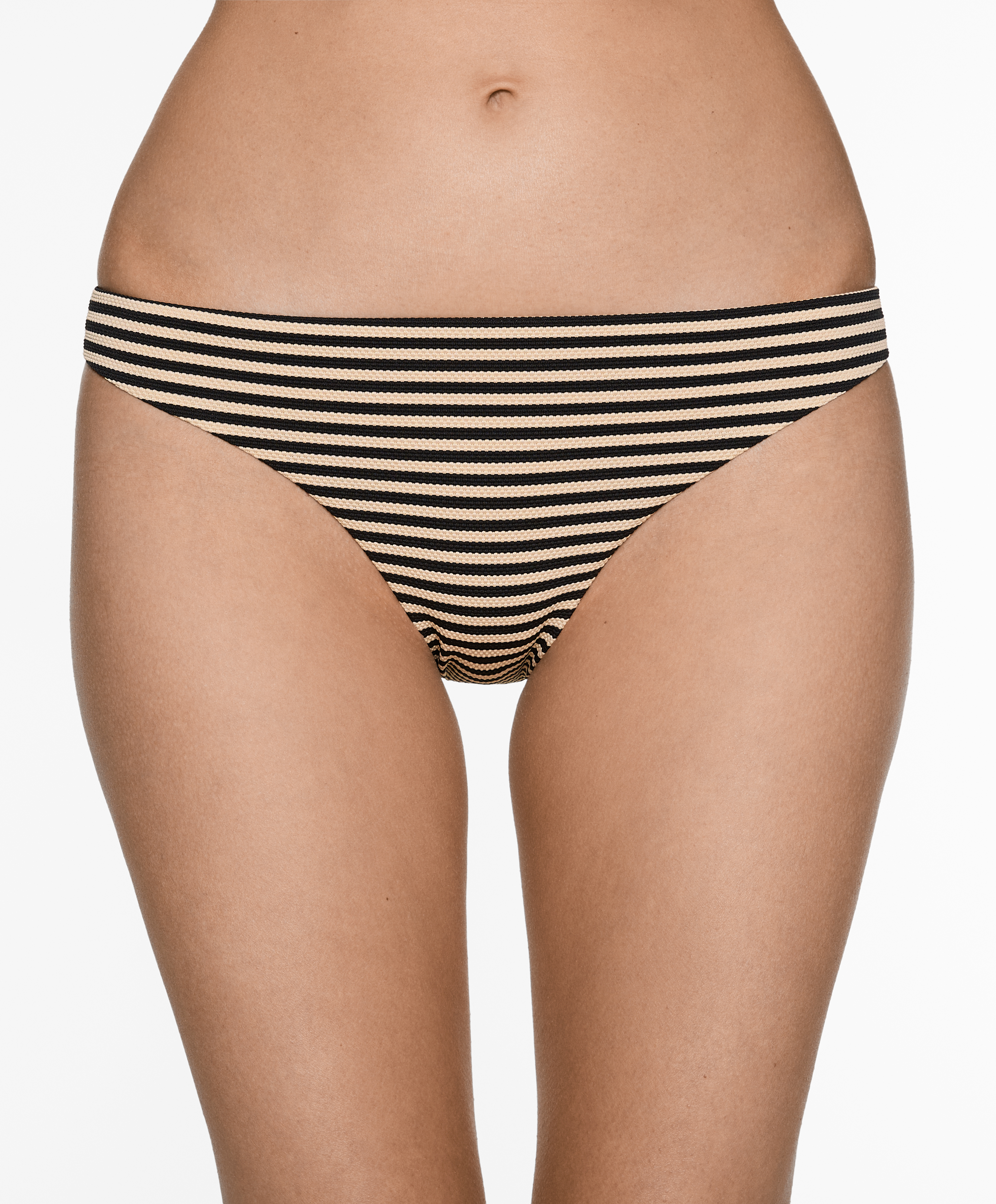 Stripe piqué medium-coverage bikini briefs