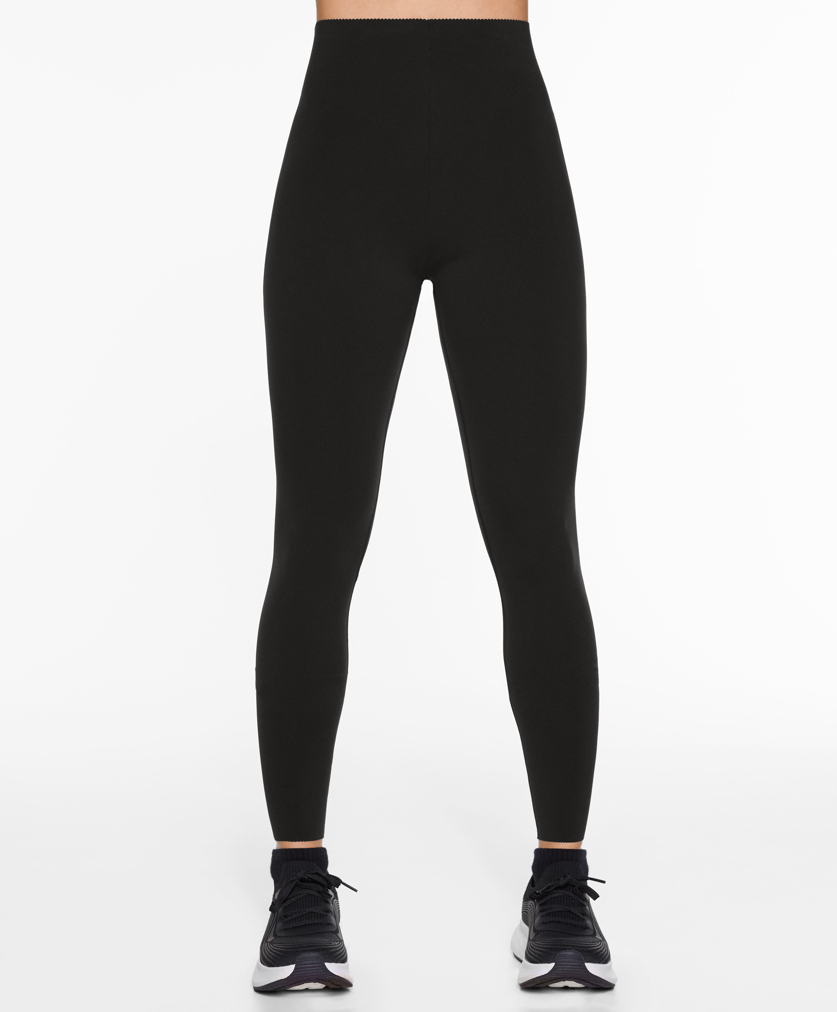 Compressive raise up ankle-length leggings