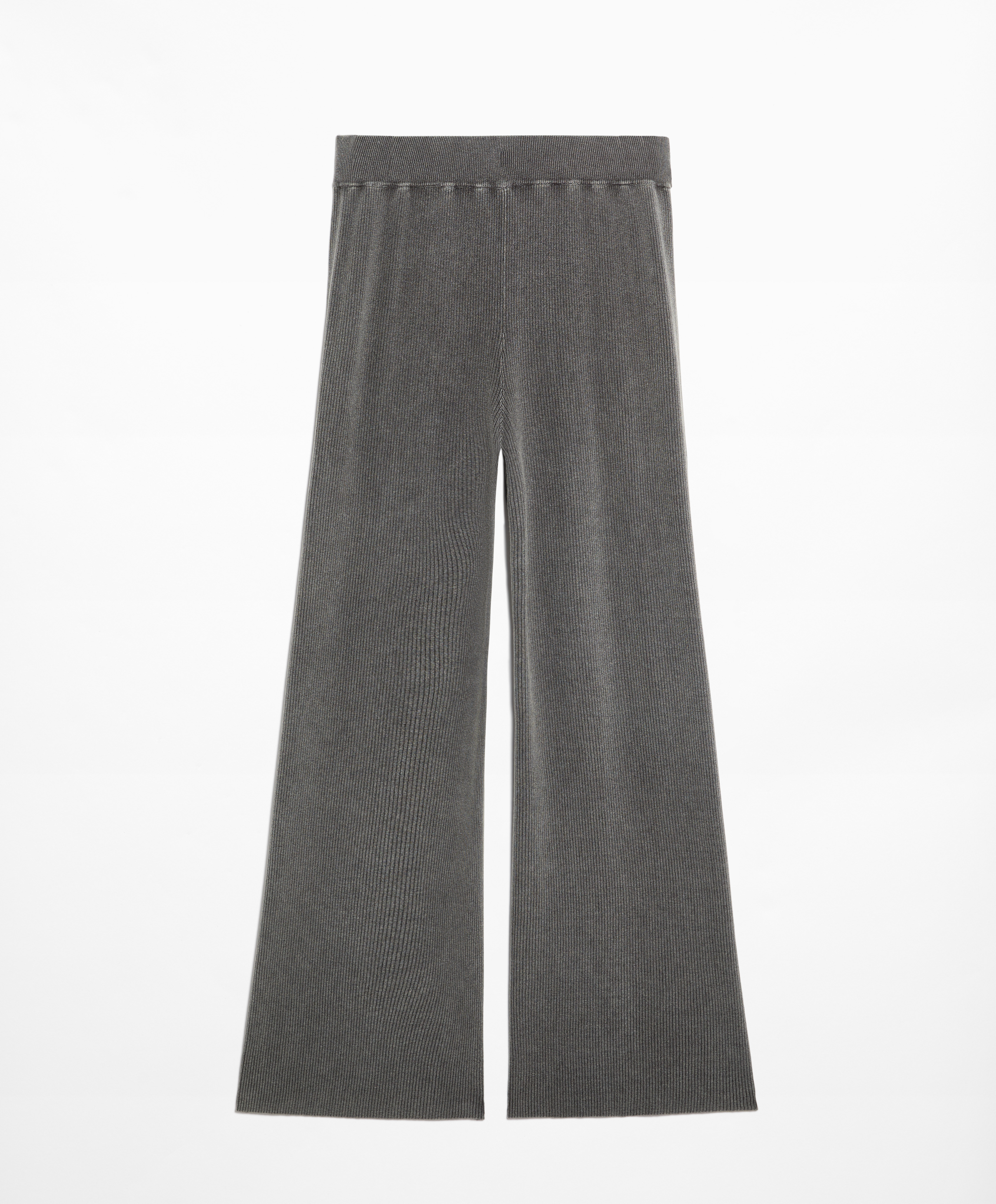 Rib-knit straight-leg trousers