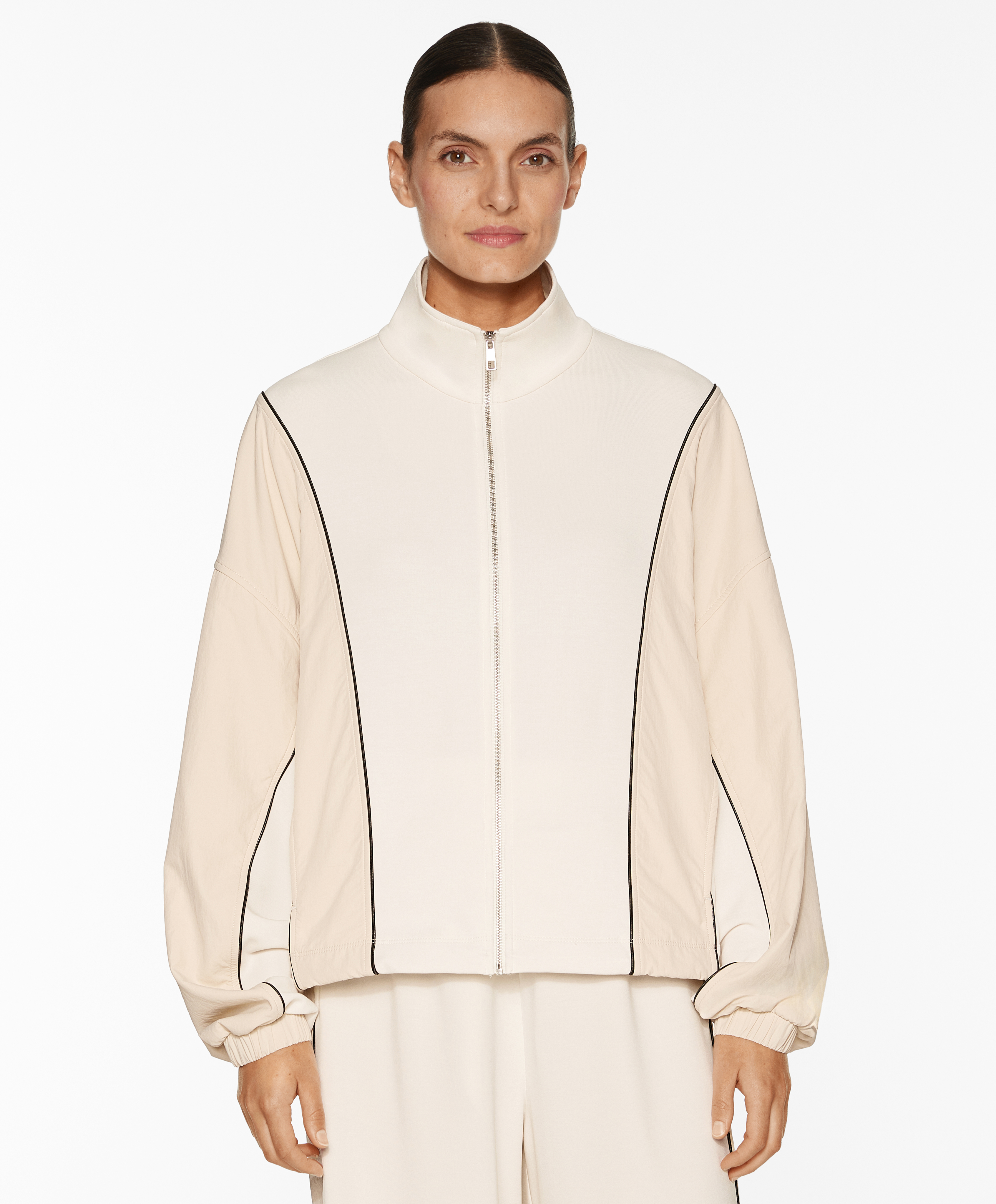 Side appliqué jacket with modal