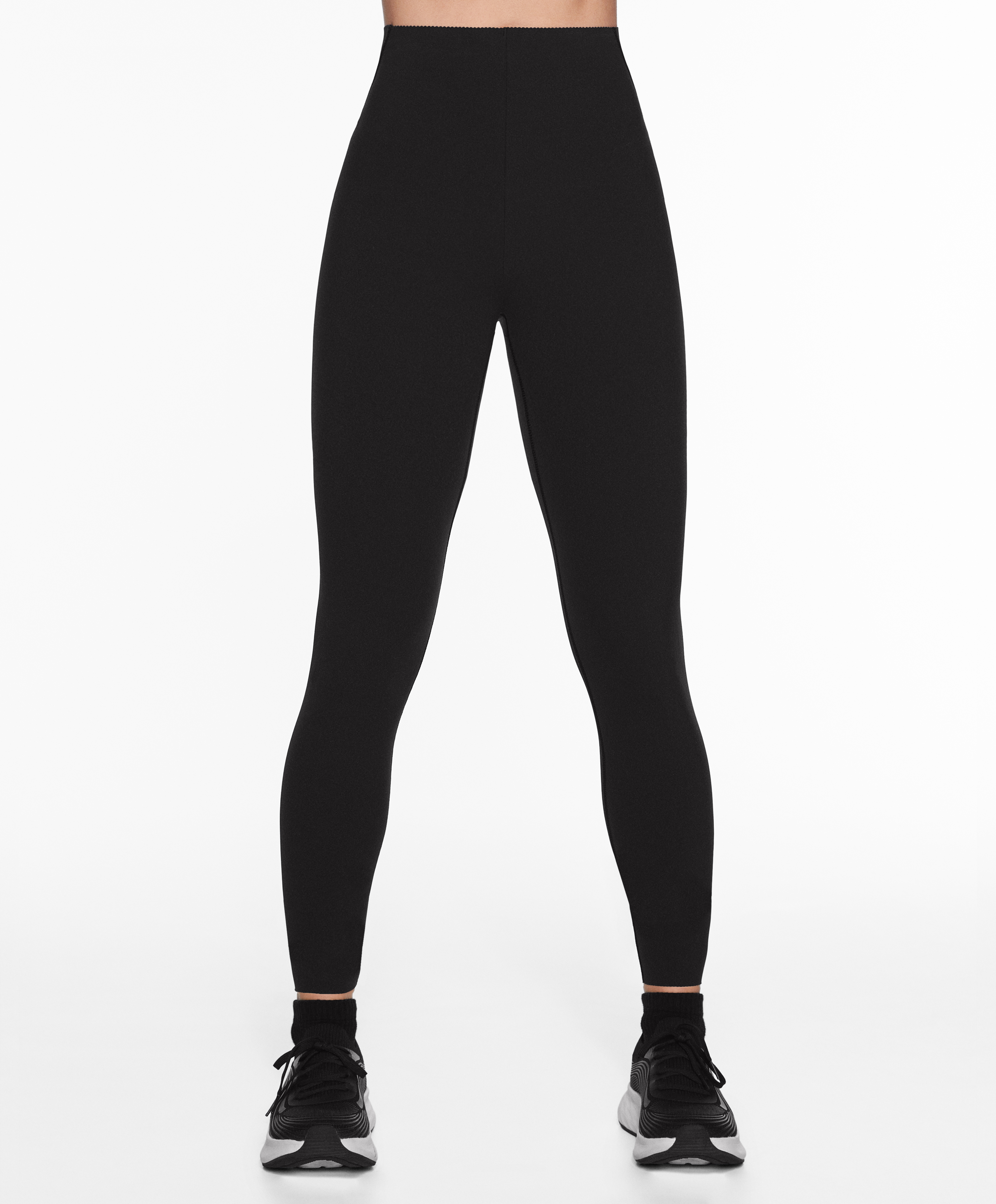 Compressive core control ankle-length leggings
