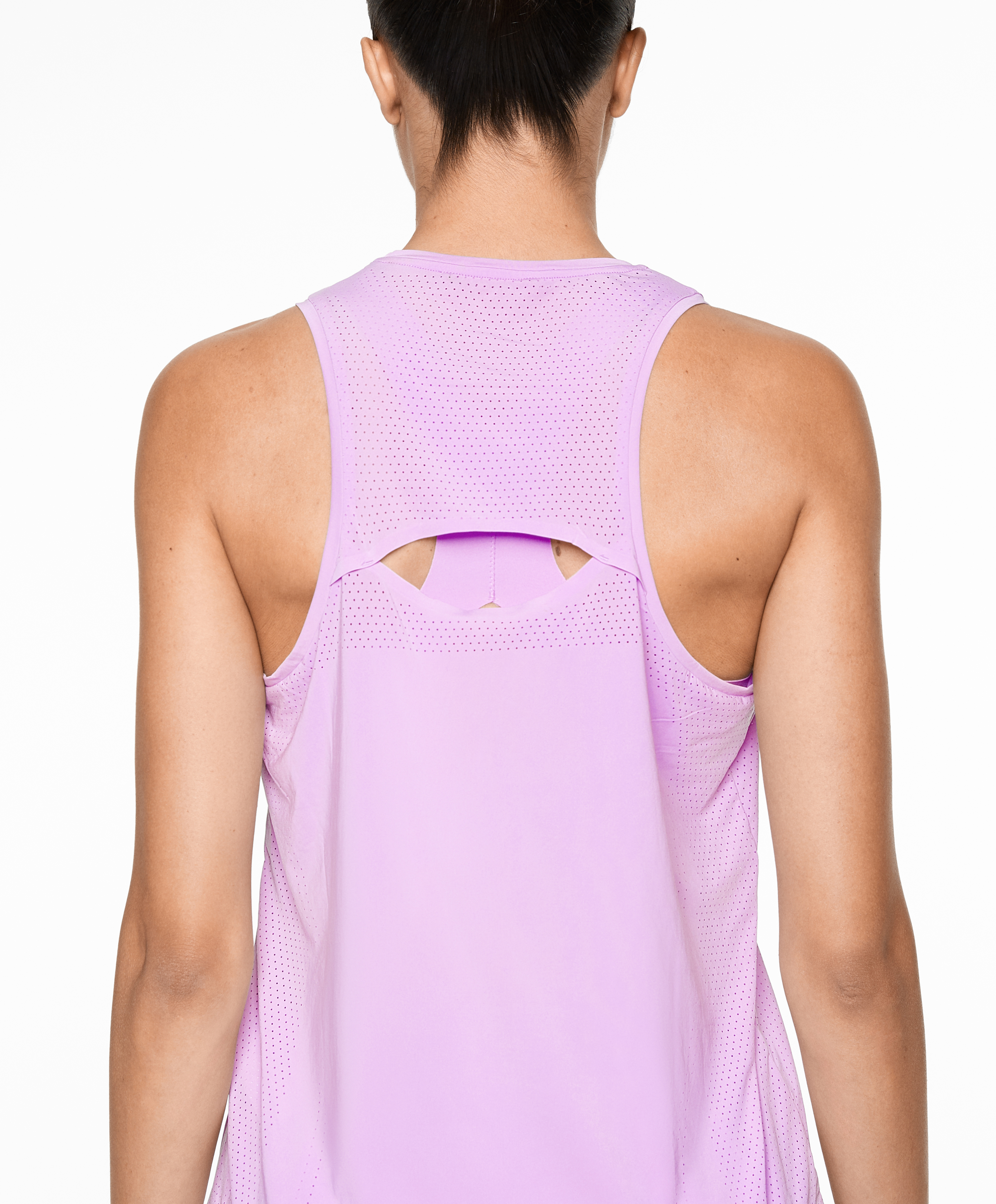 Sleeveless technical T-shirt with open back