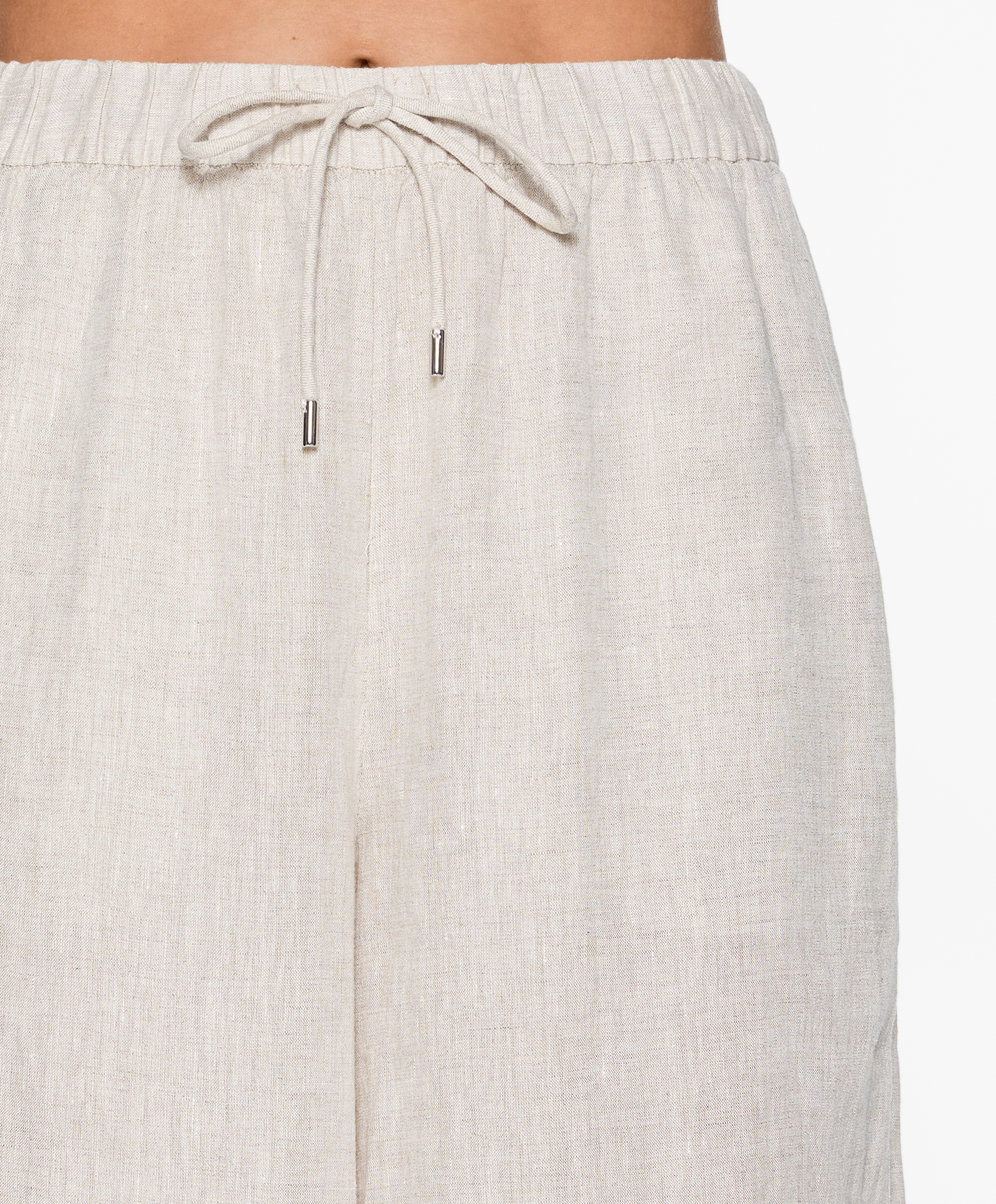 100% linen wide straight-leg trousers