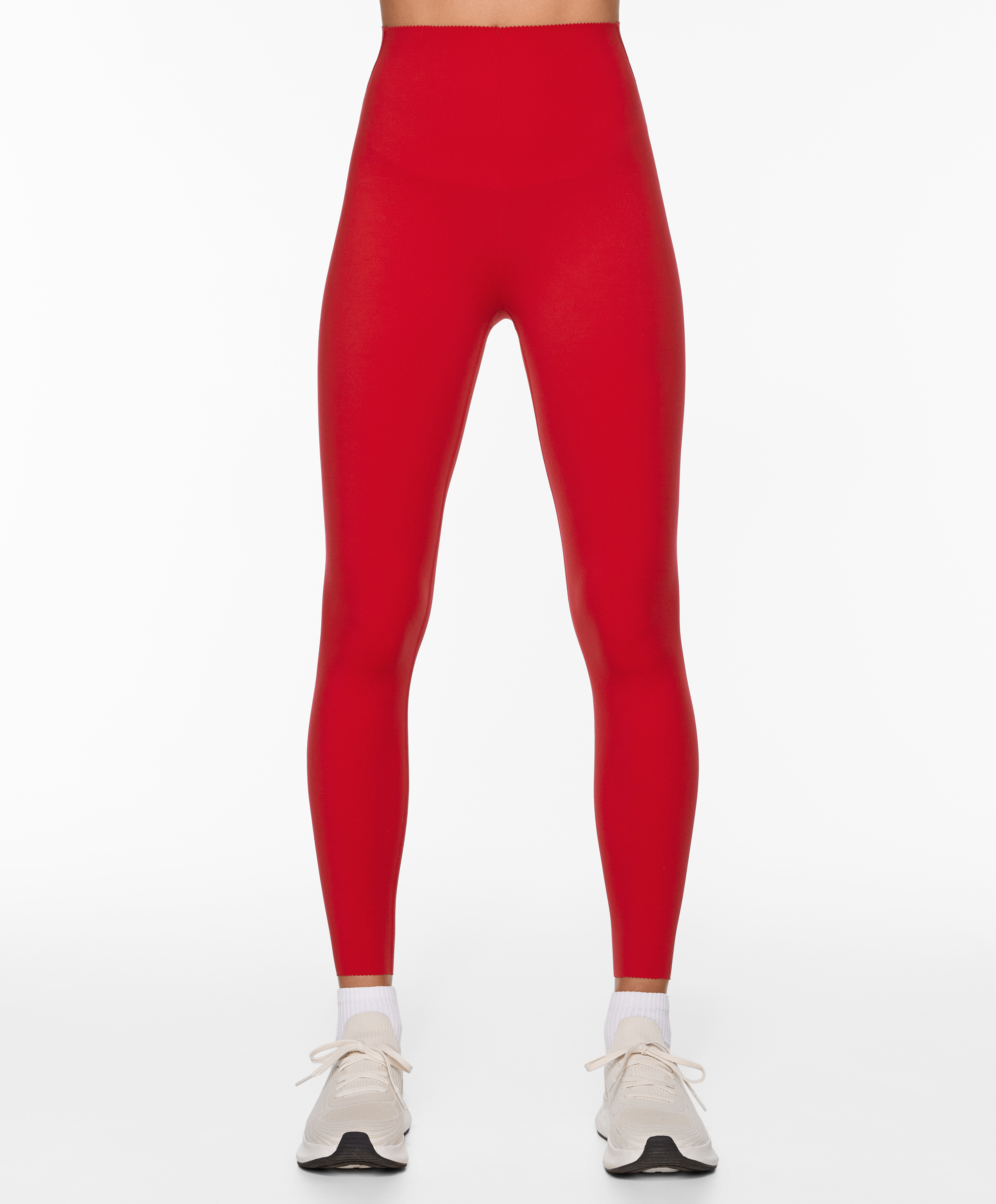 Compressive high-rise core-control ankle-length leggings
