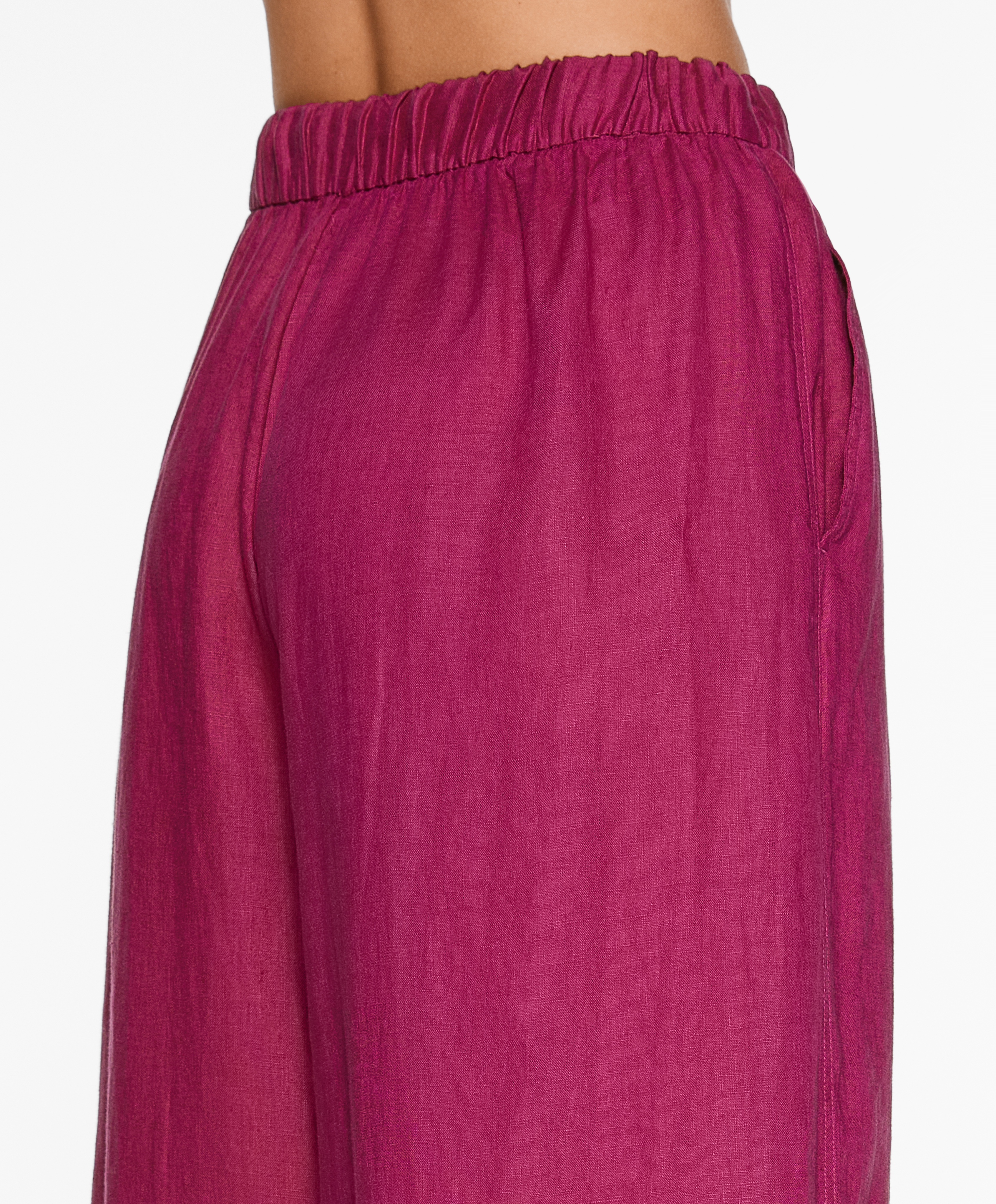 100% linen wide straight-leg trousers