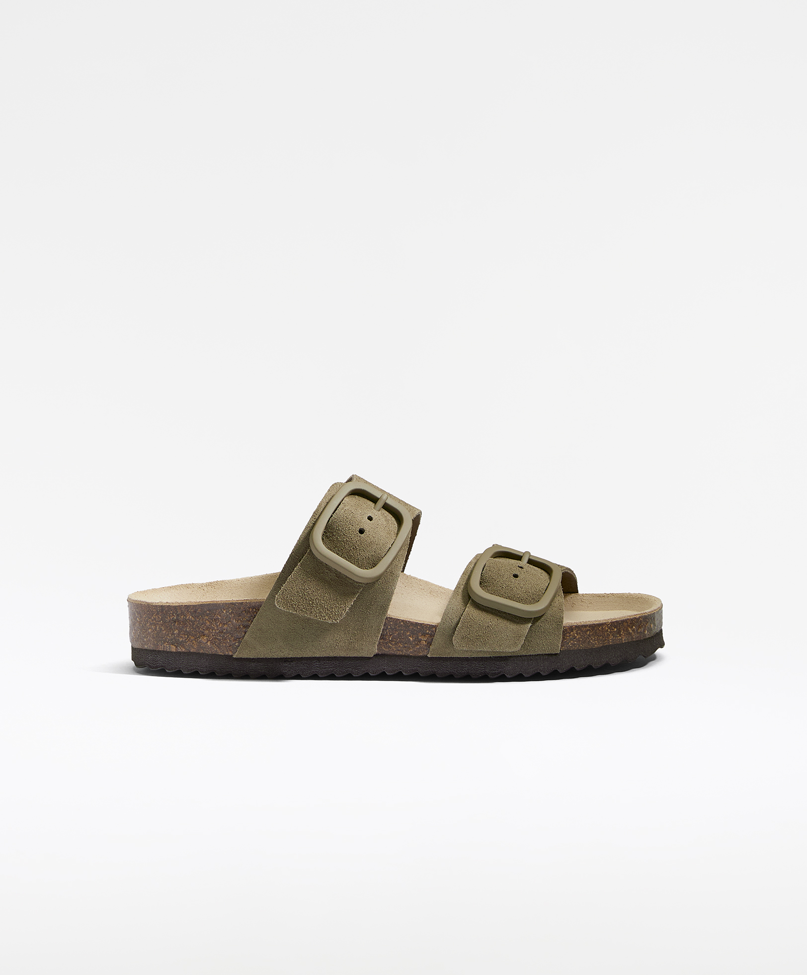 Buckle split-leather slides