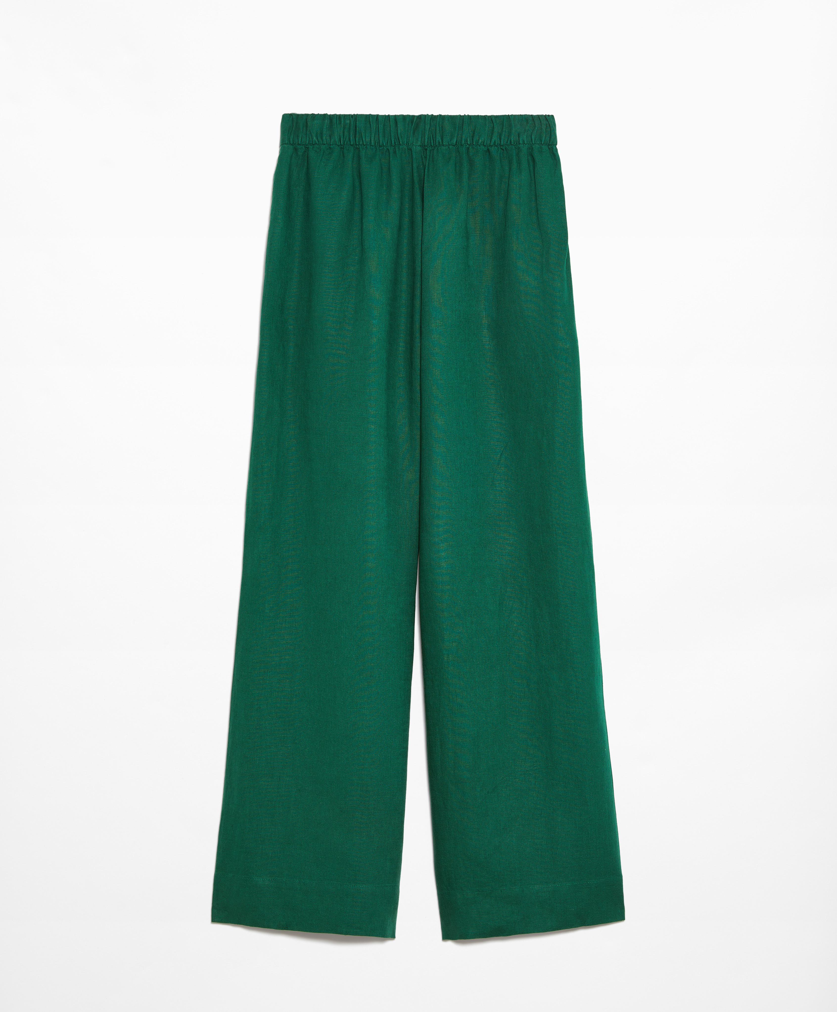 100% linen wide straight-leg trousers