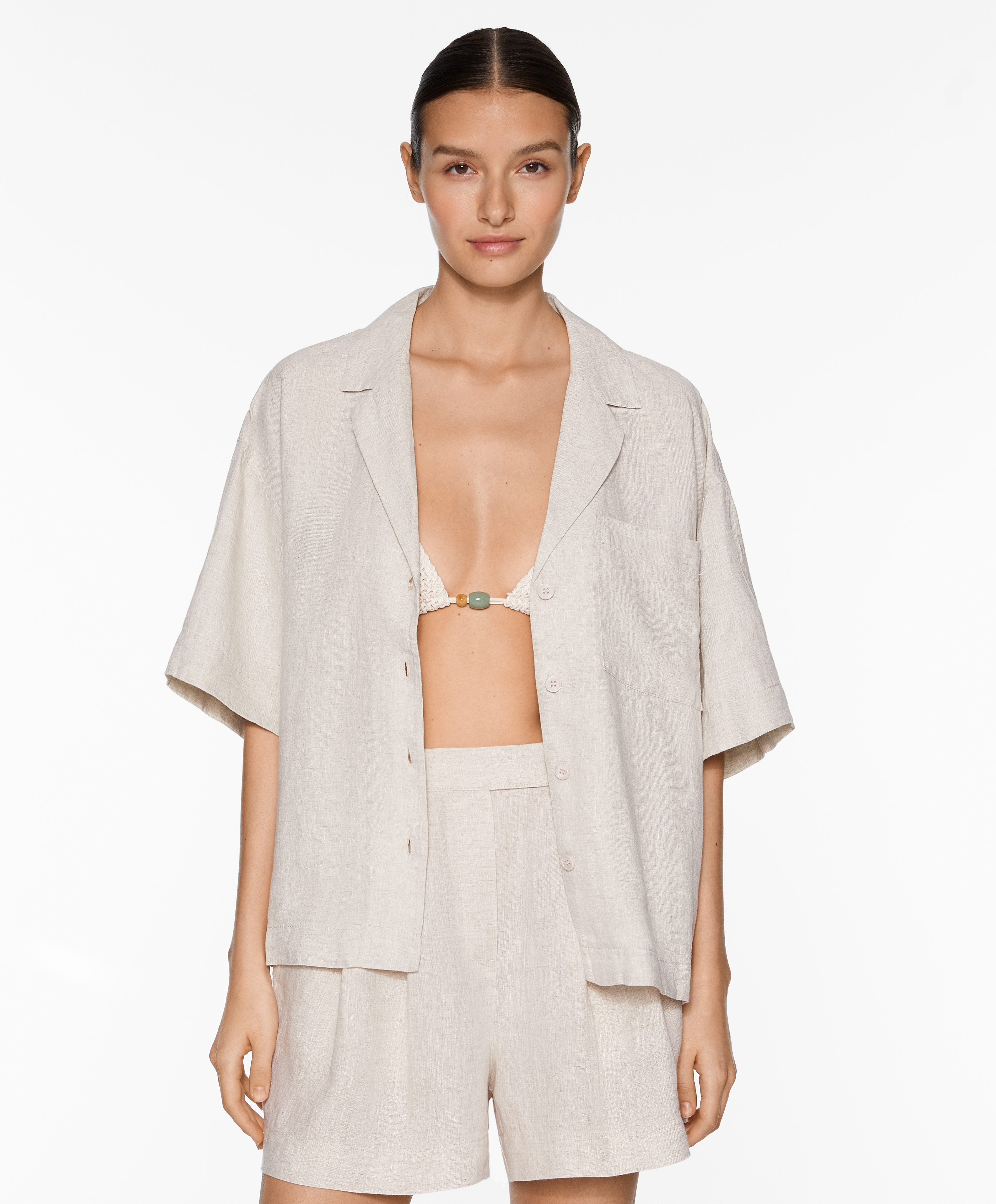 100% linen short sleeve shirt