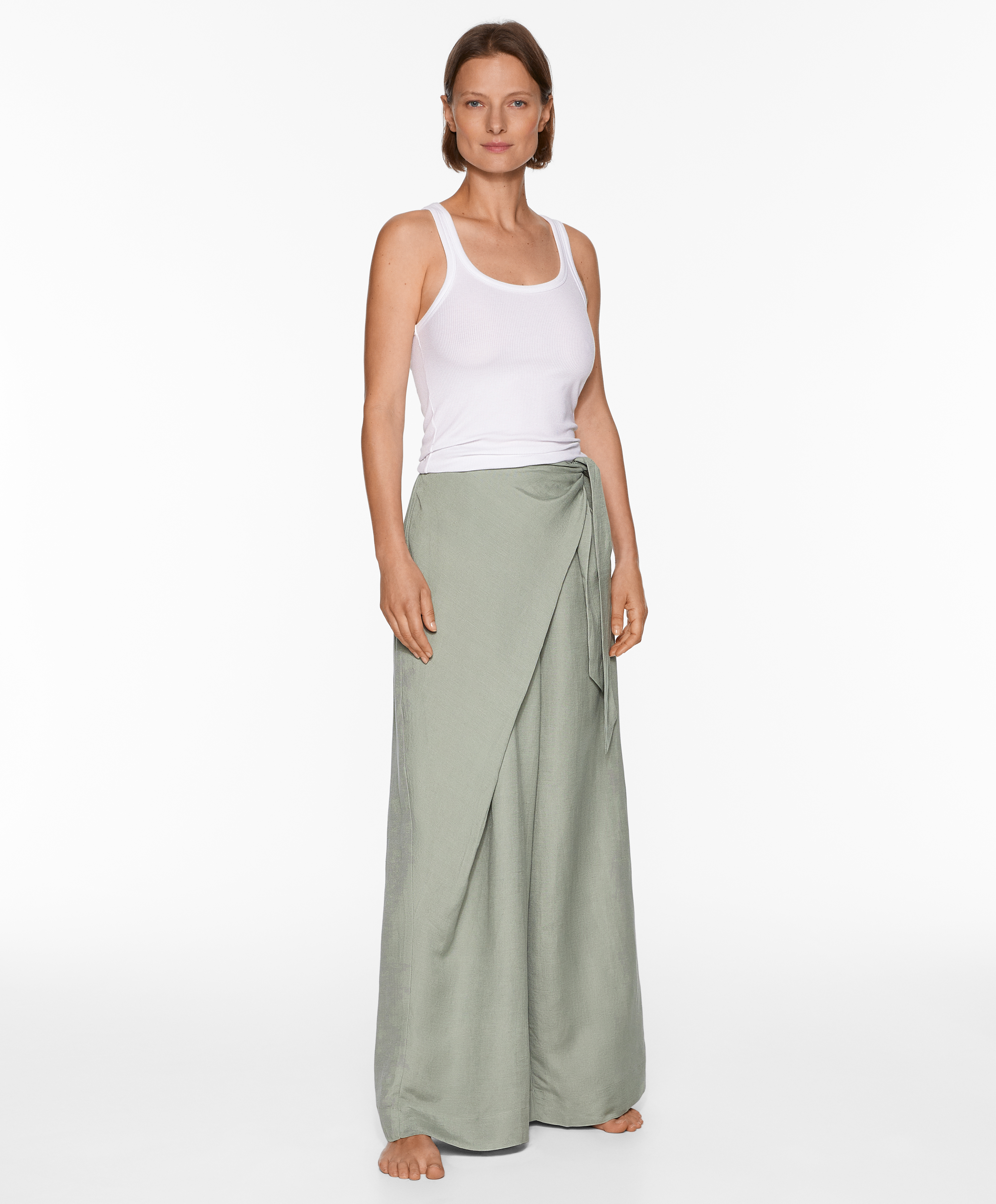 Wrap trousers with linen