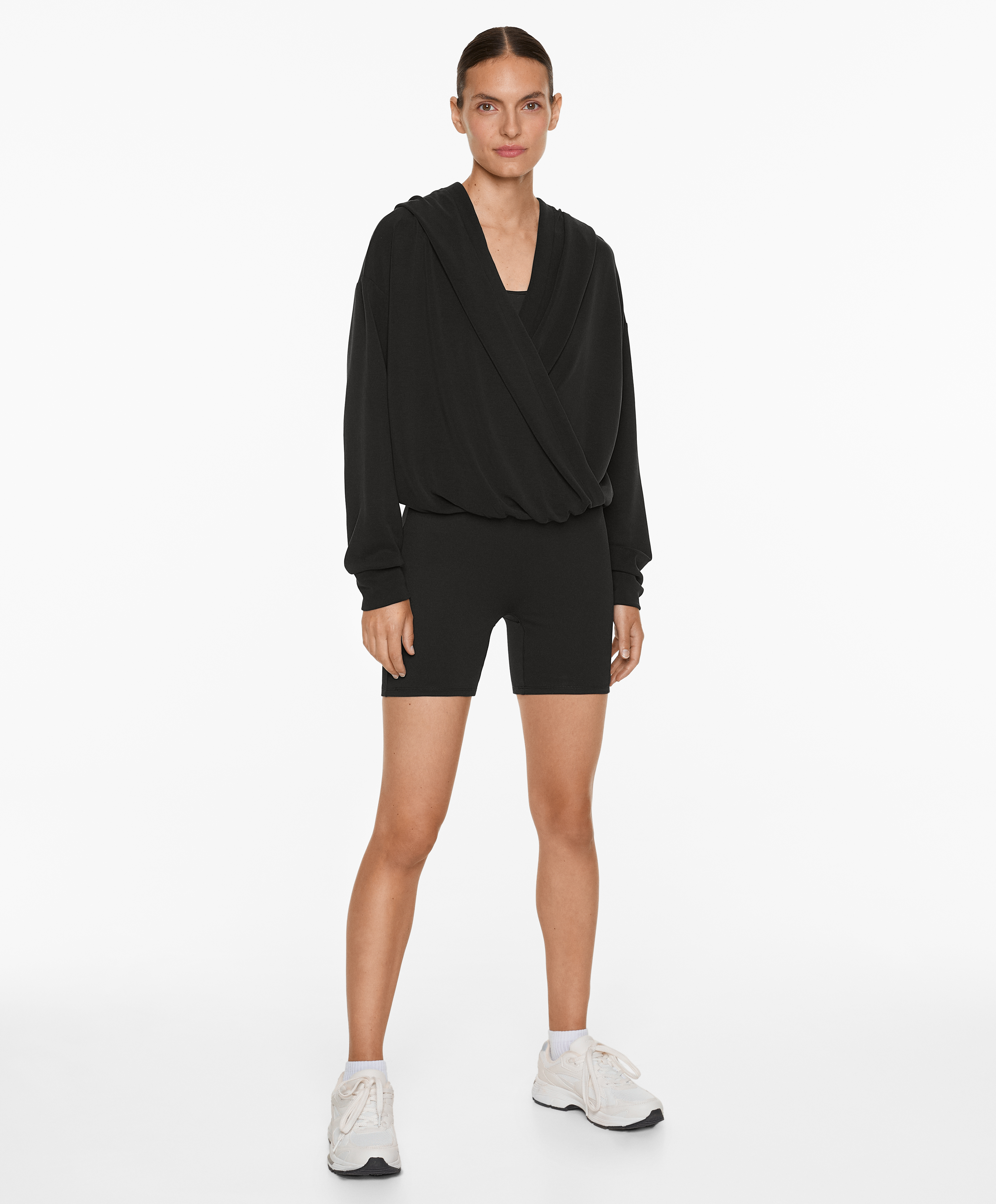 Hooded wrap sweatshirt with modal