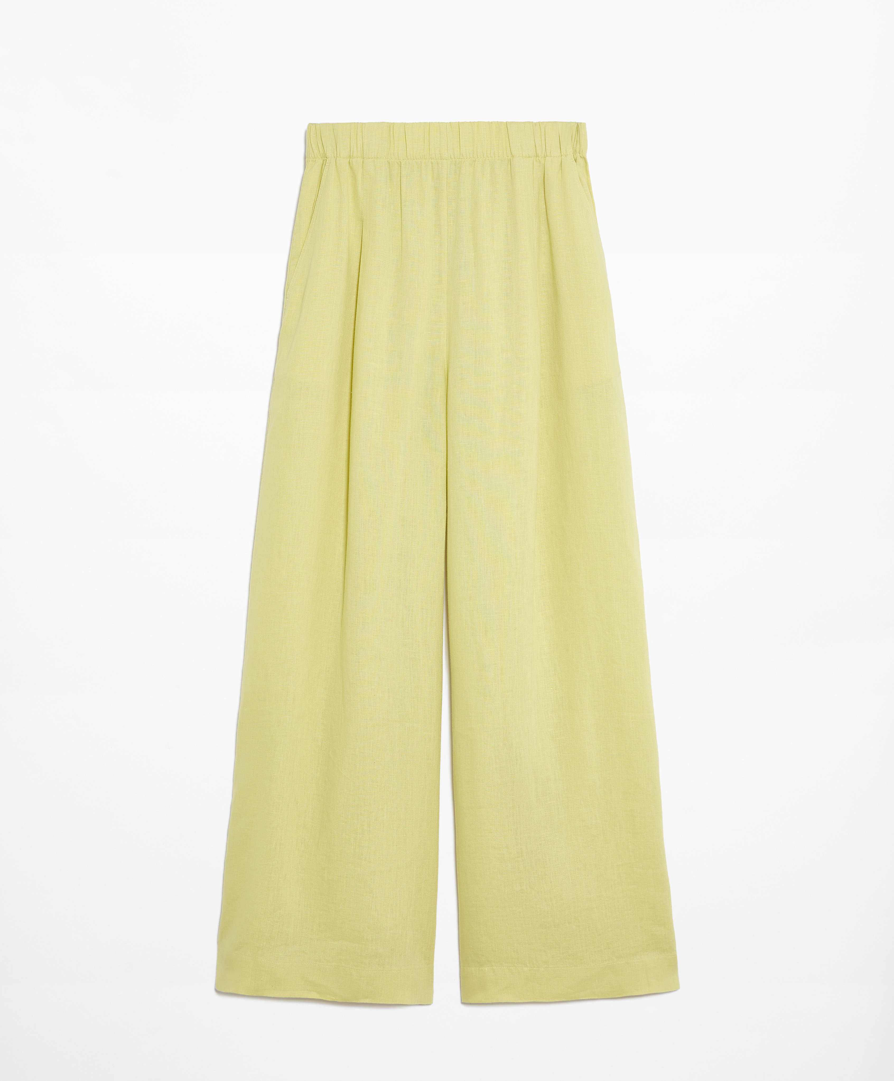 100% linen wide straight-leg trousers