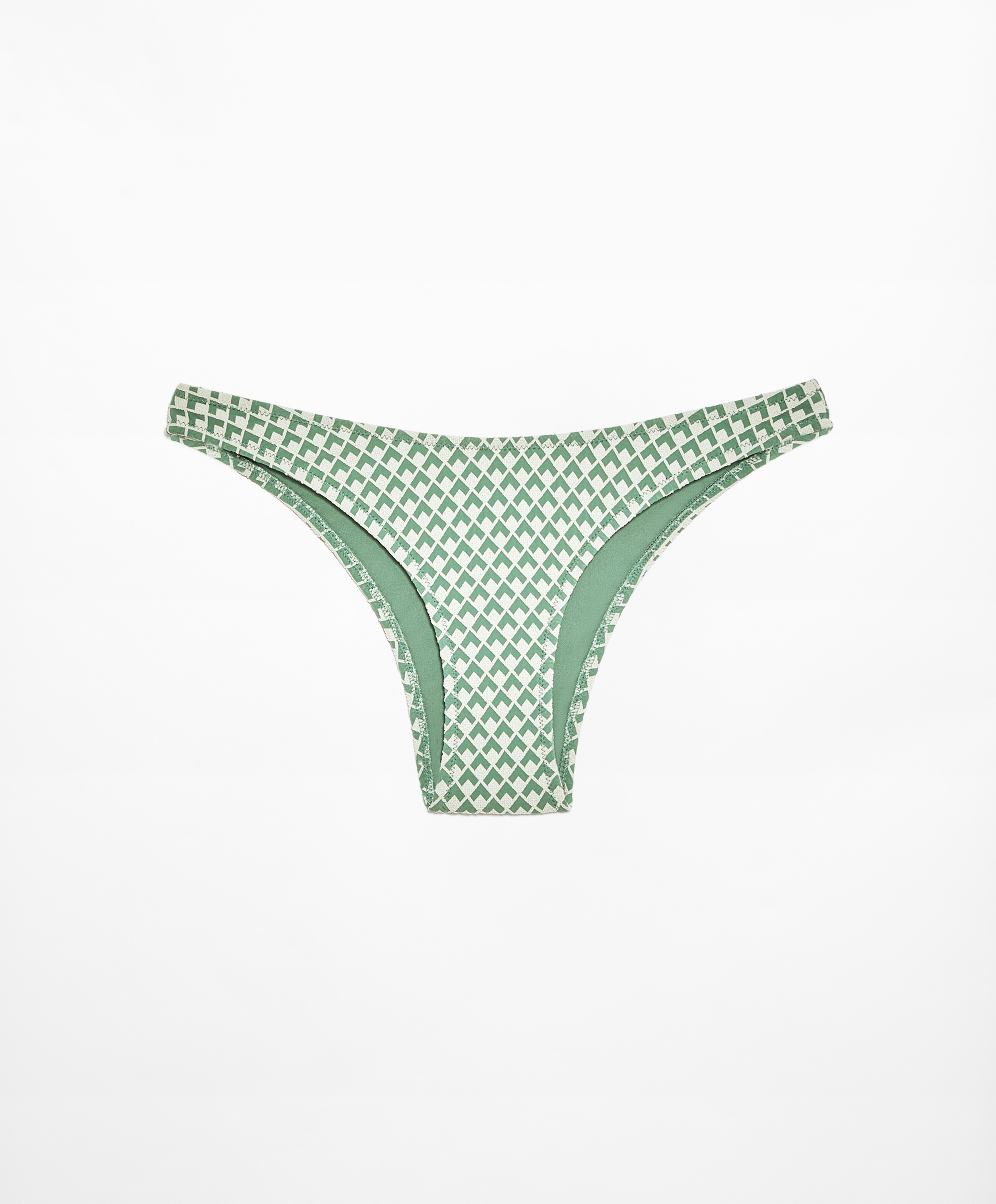 Geometric jacquard medium-coverage U-cut bikini briefs