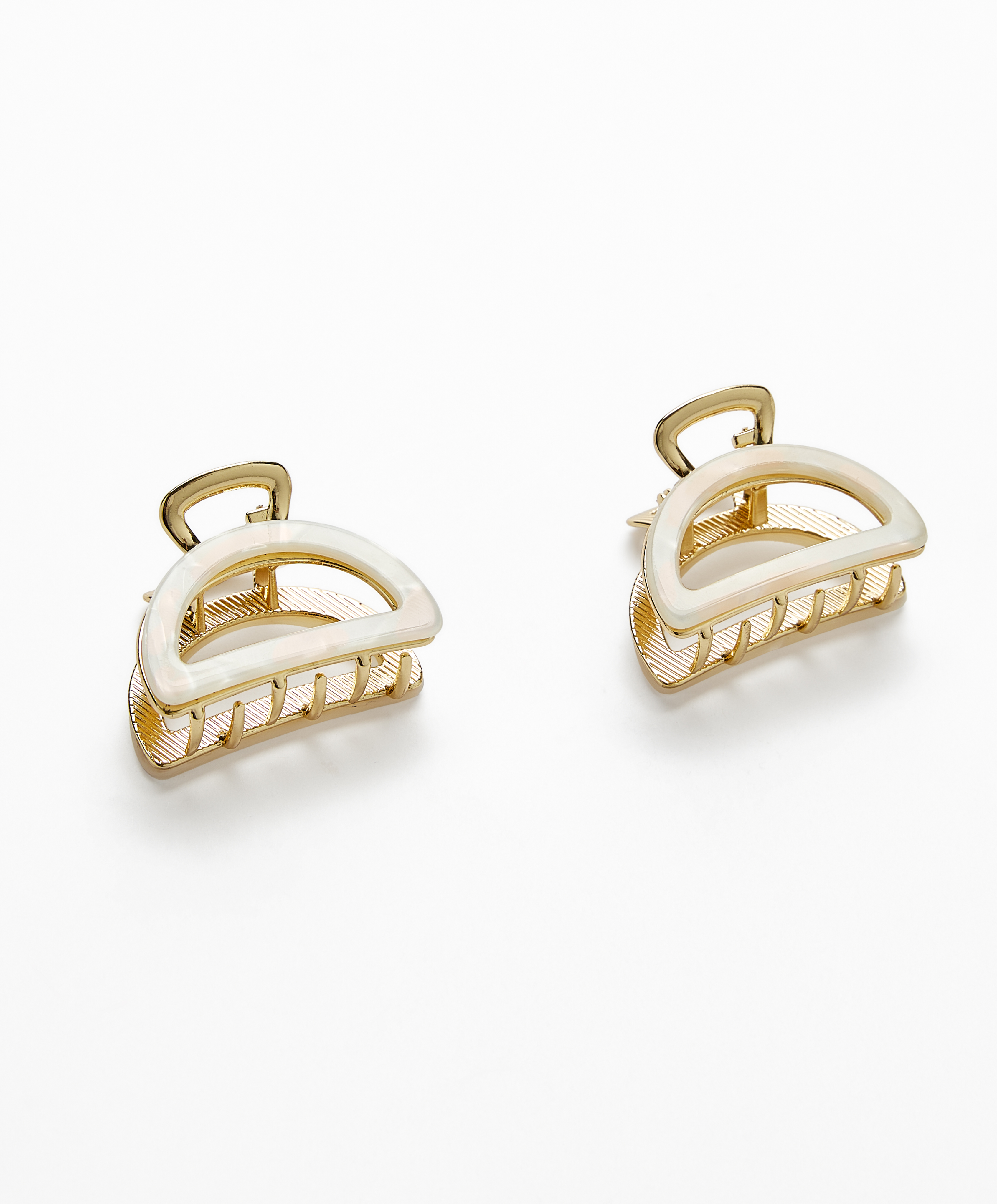 2 metallic mini hair clasps