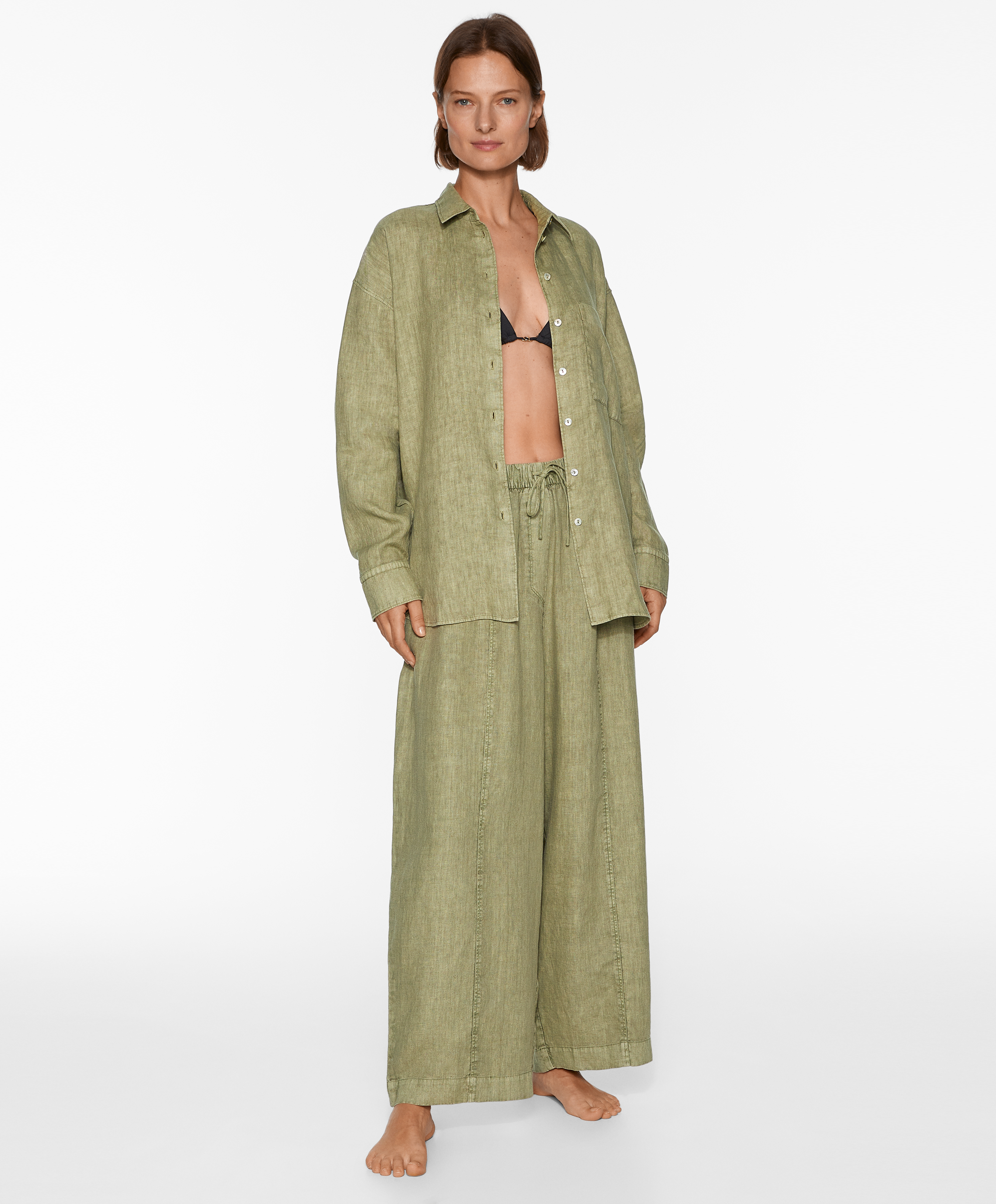 100% linen long-sleeved shirt