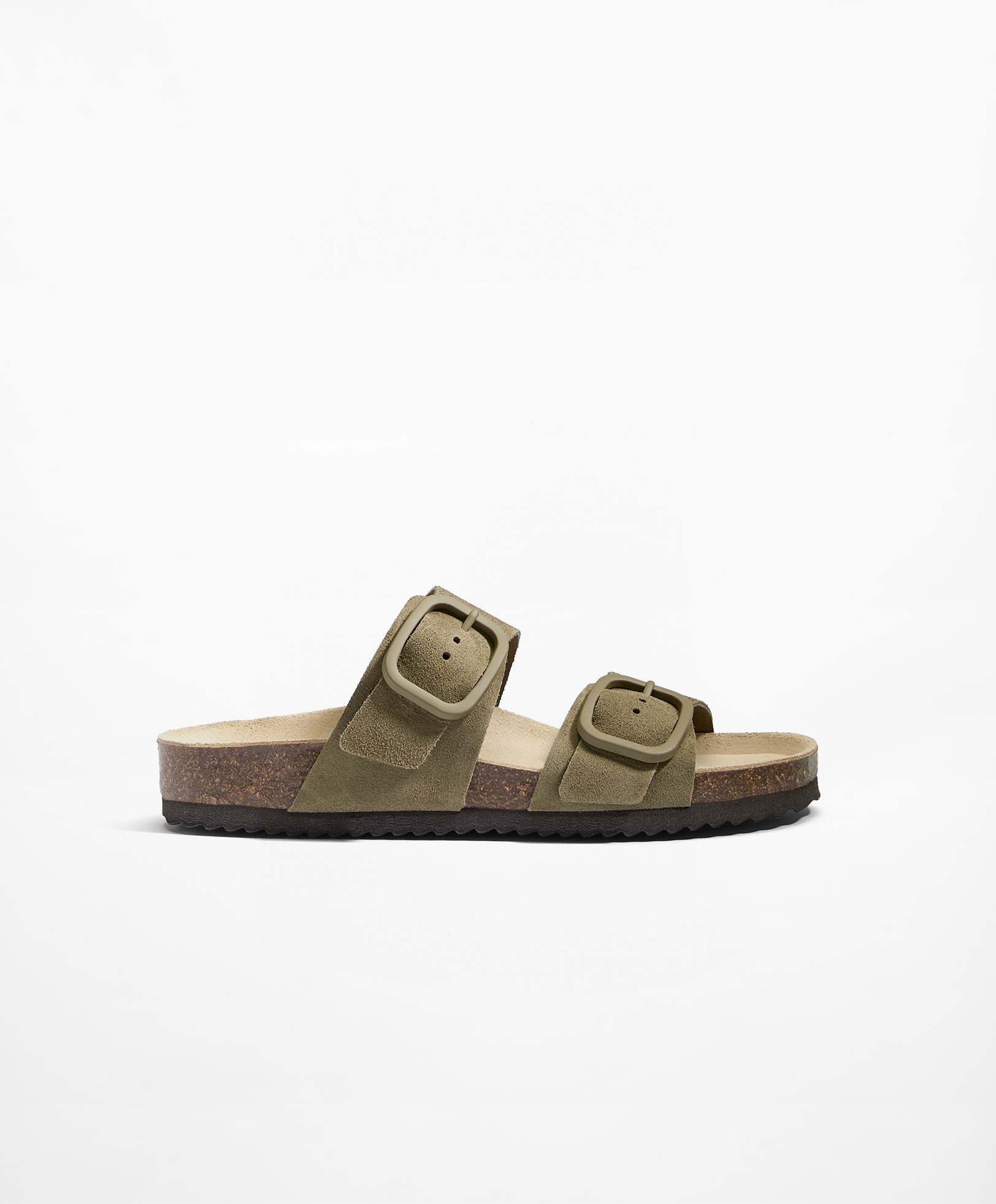 Buckle split-leather slides
