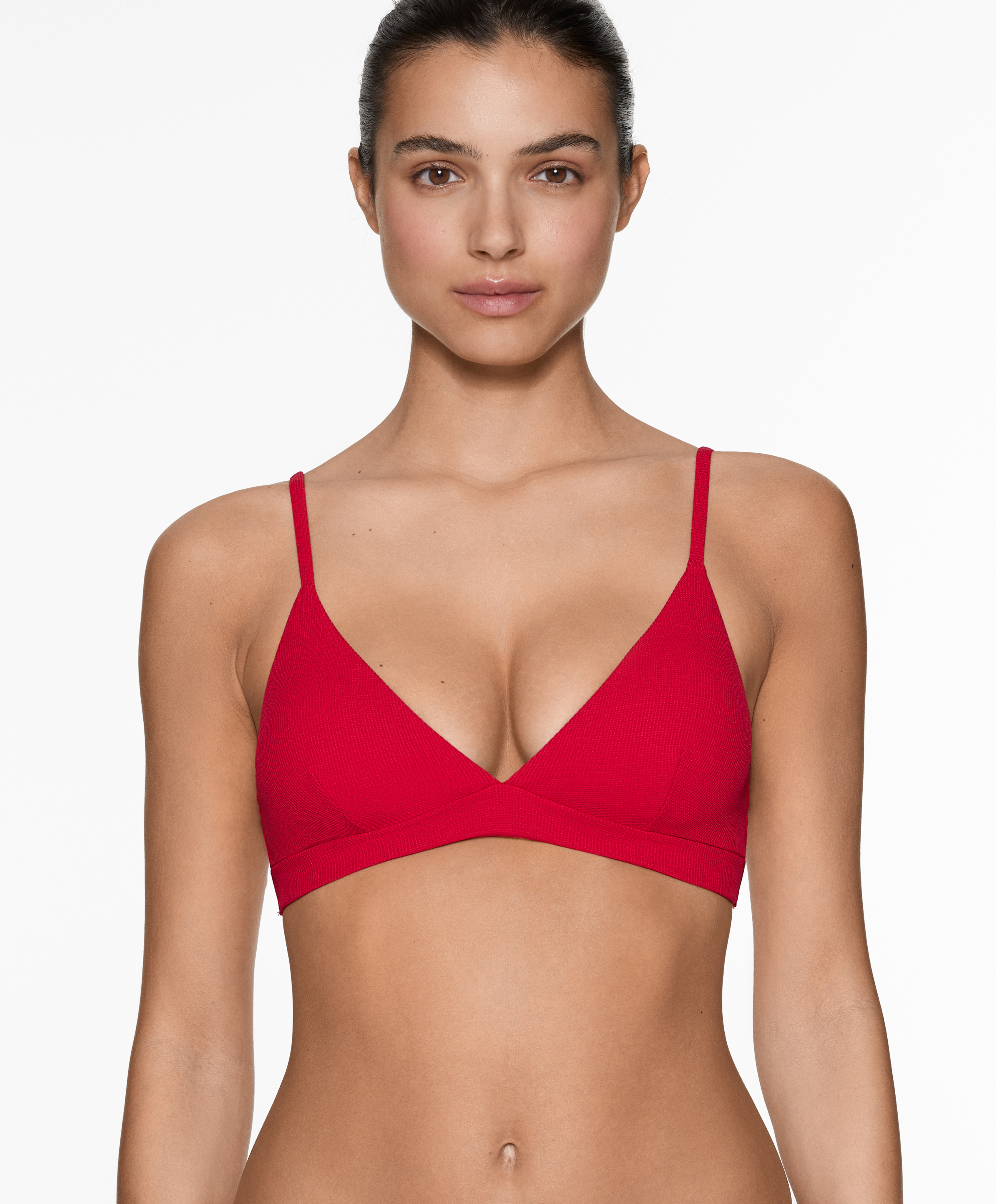 Piqué triangle bikini top
