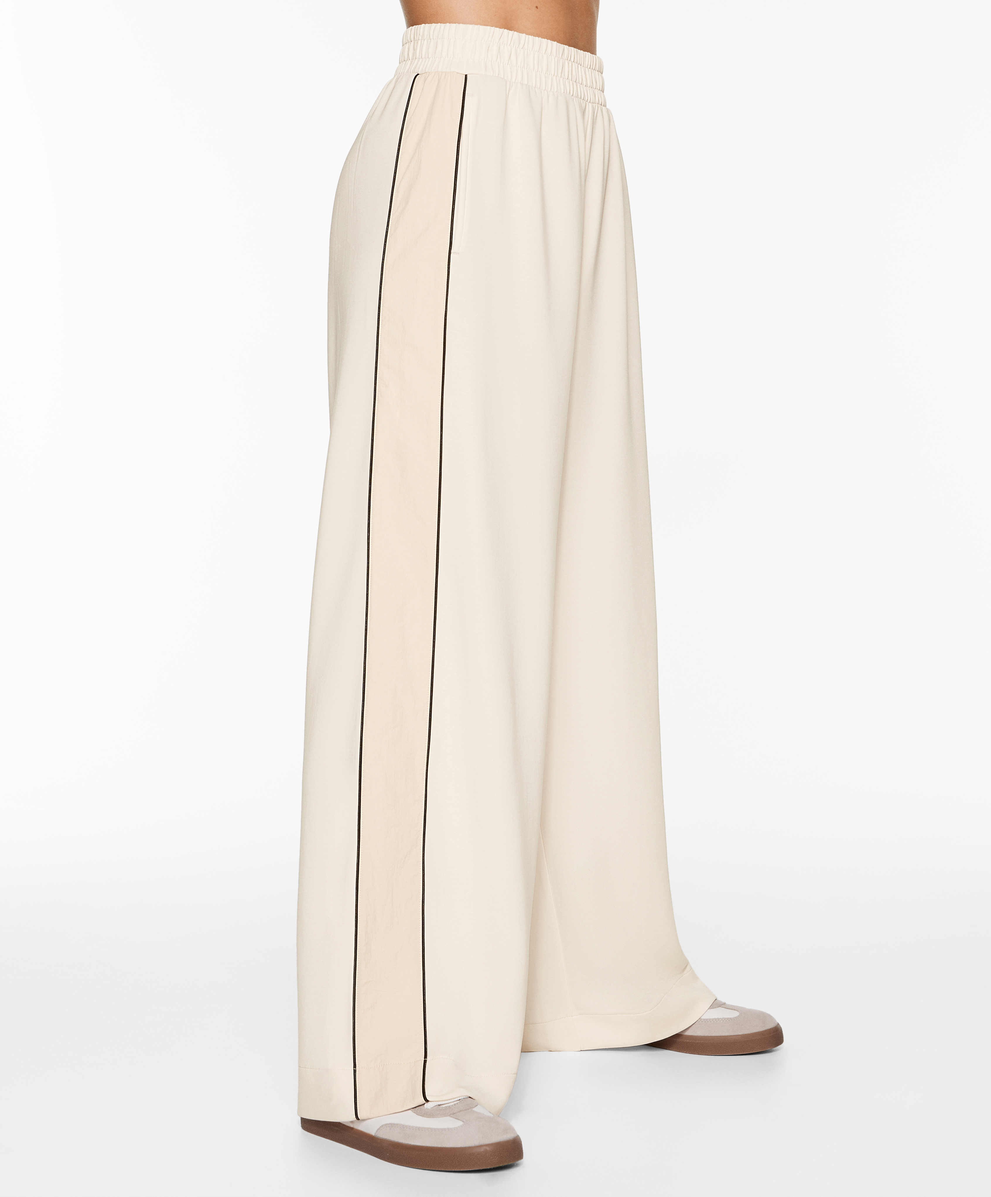 Side appliqué straight-leg trousers with modal