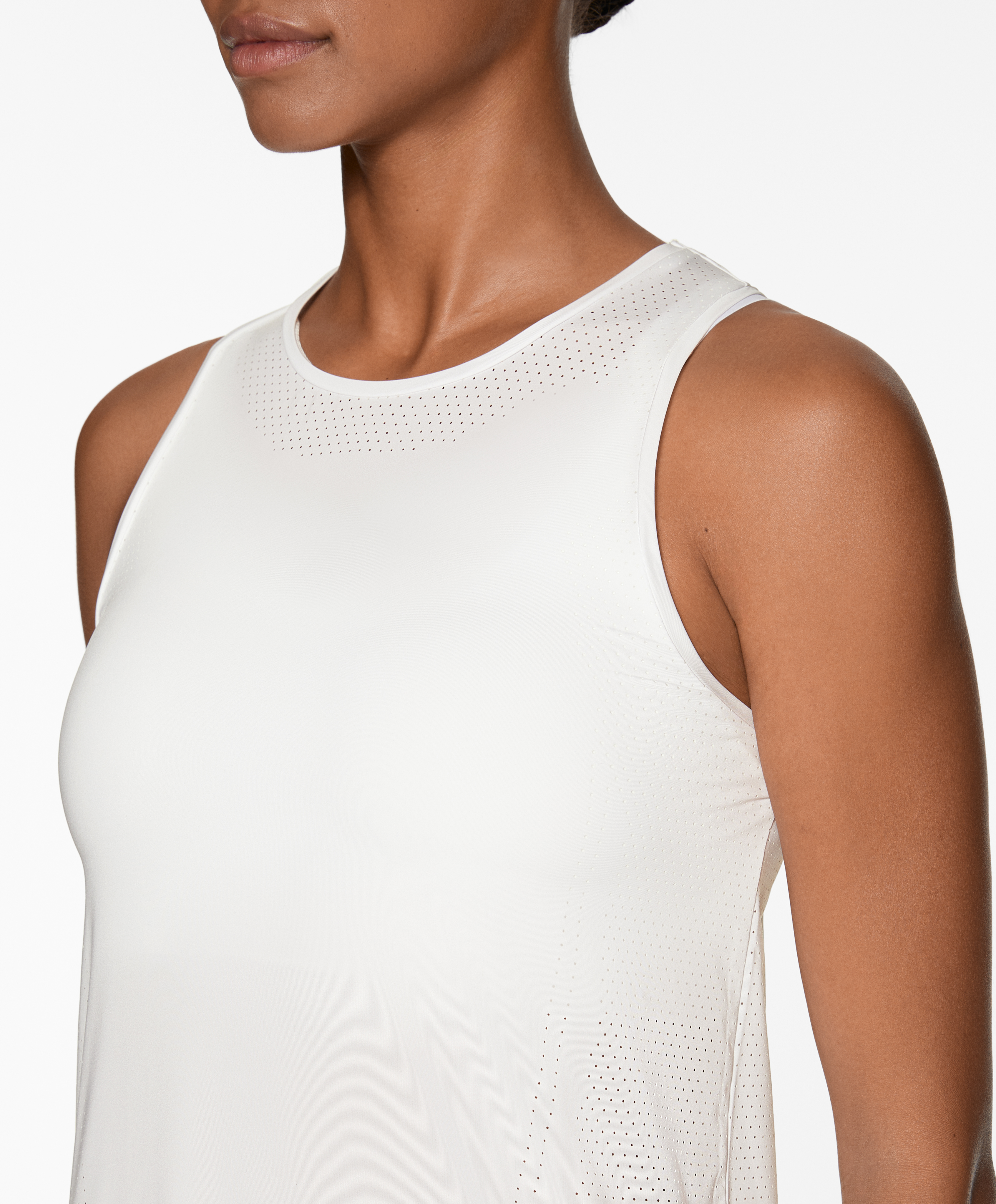 Sleeveless technical T-shirt with open back