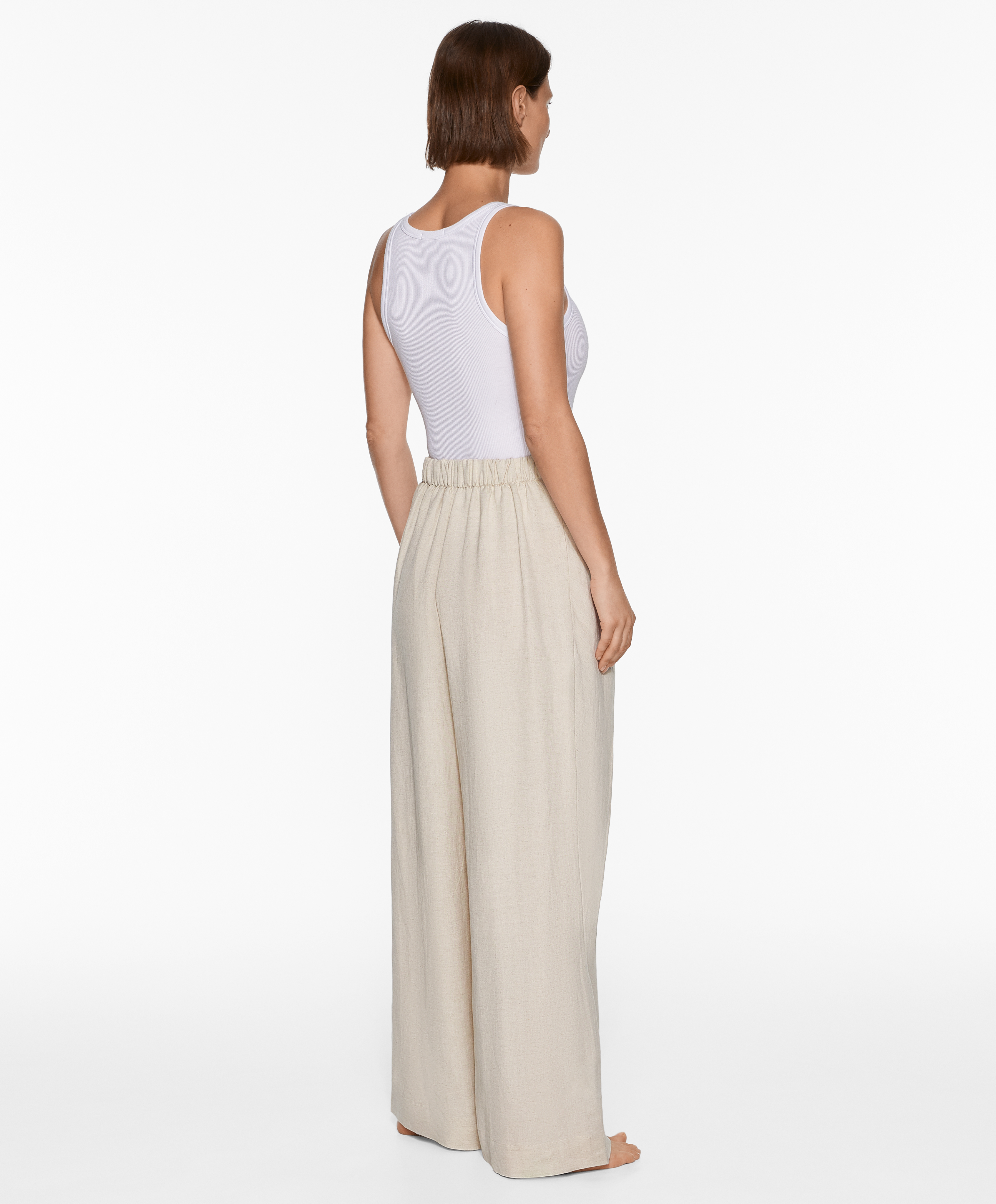 Wrap trousers with linen