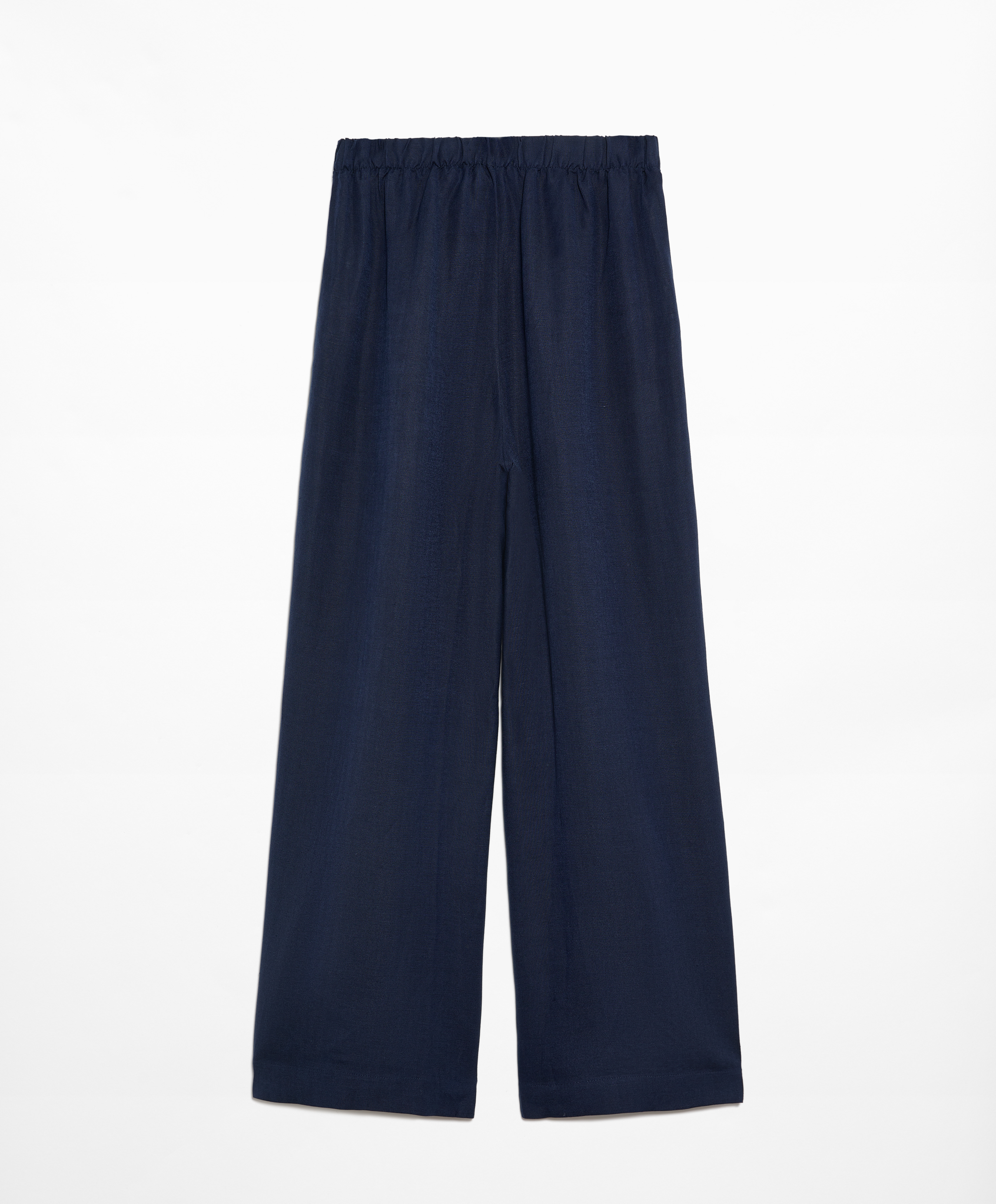 Trousers with linen appliqué along the sides