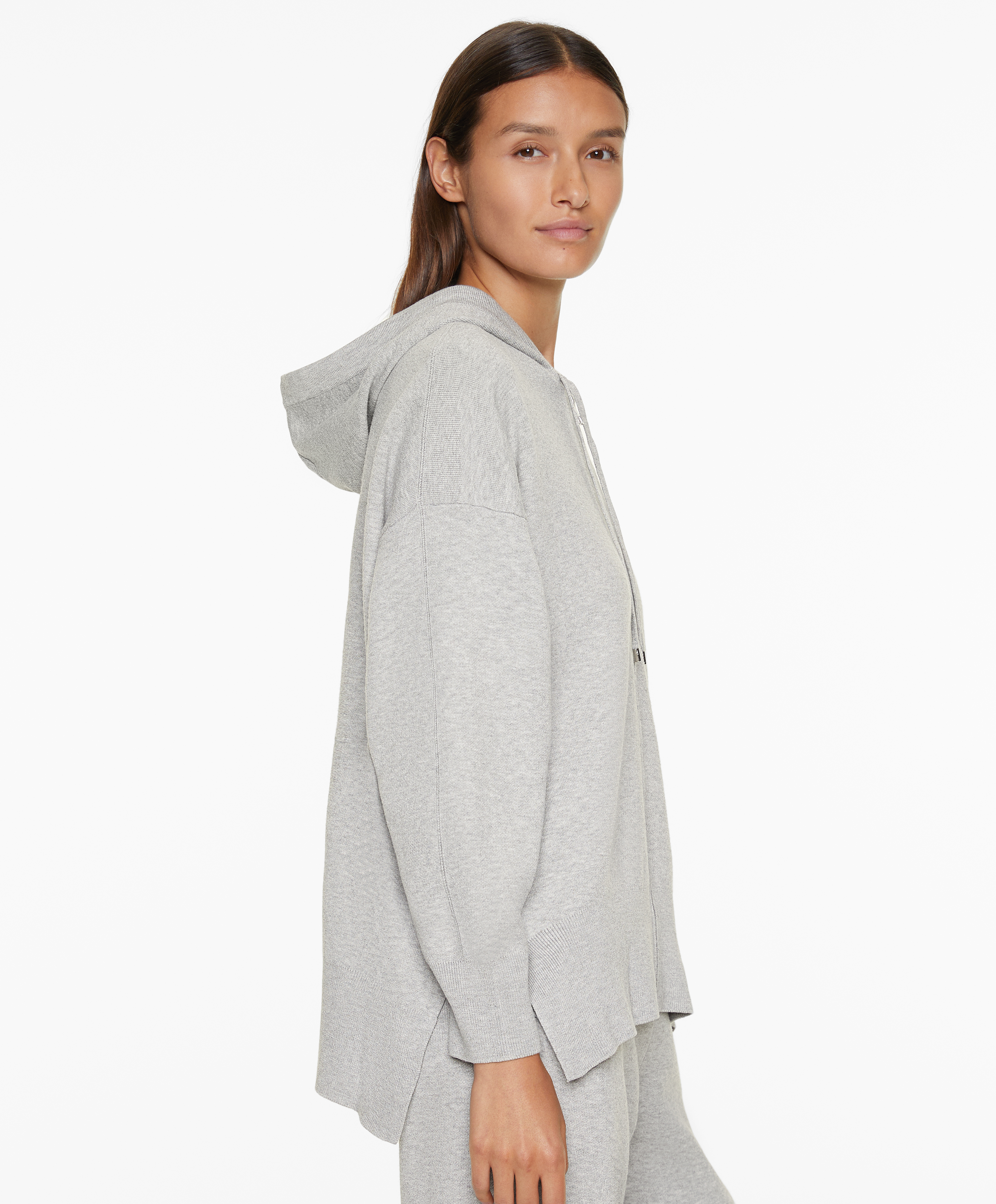 Zipped knit hooded jacket