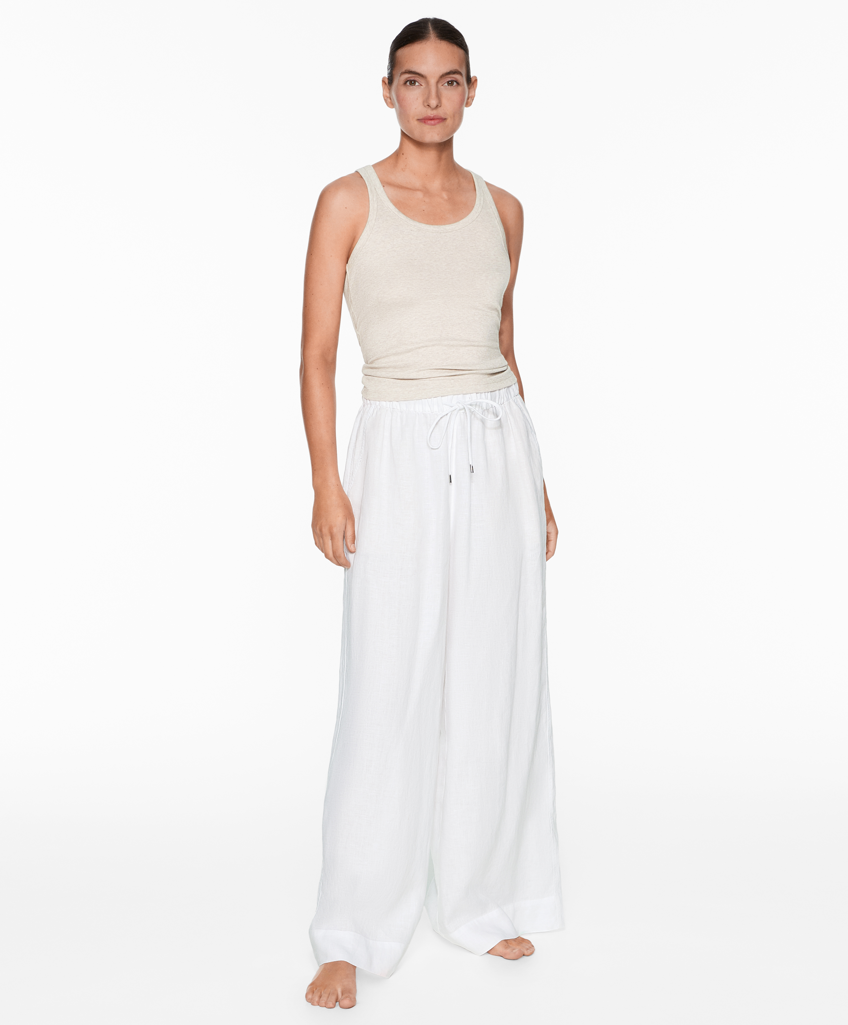 Rib vest top with cotton and modal