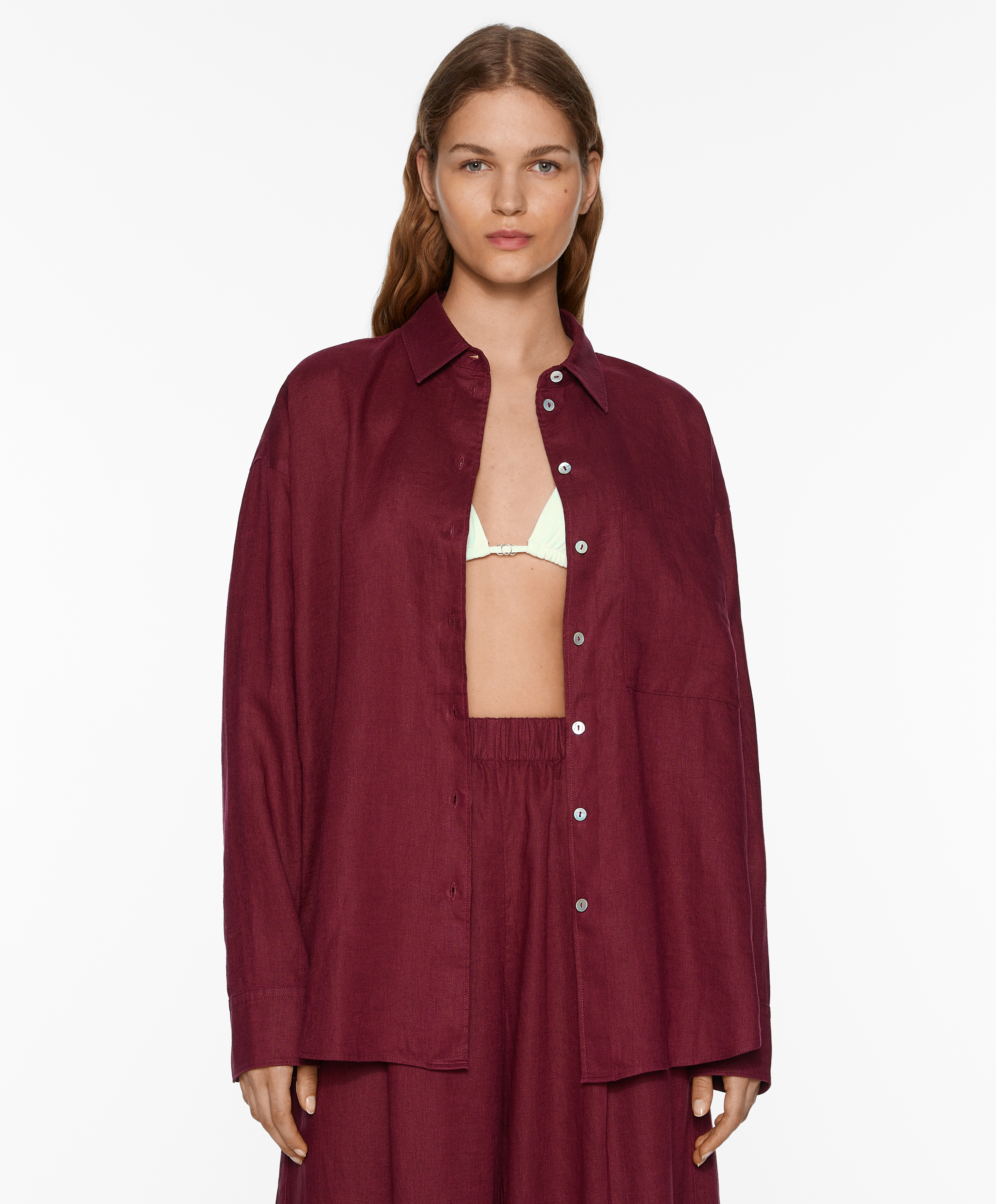 100% linen long-sleeved shirt