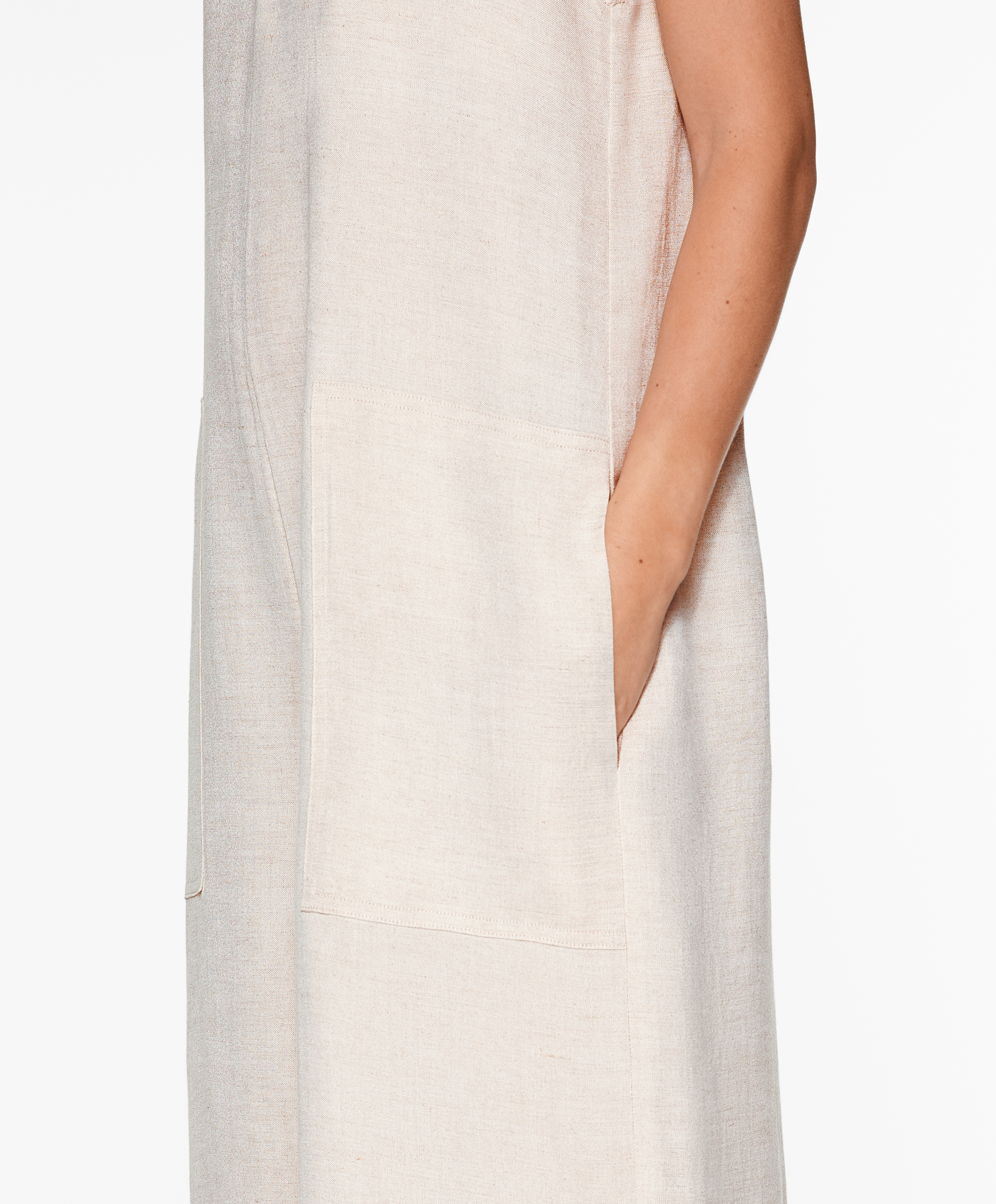 Linen blend long jumpsuit