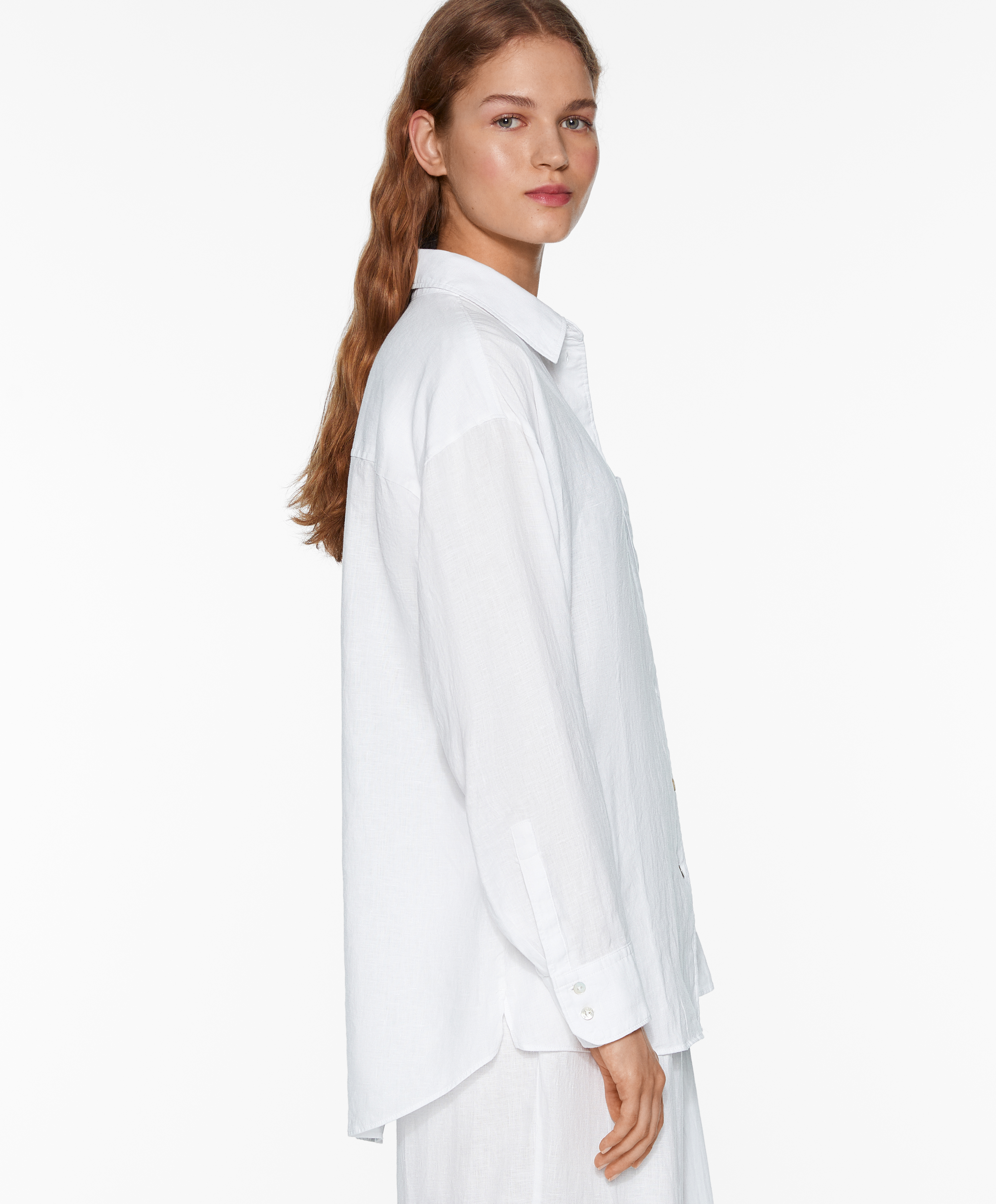 100% linen long-sleeved shirt