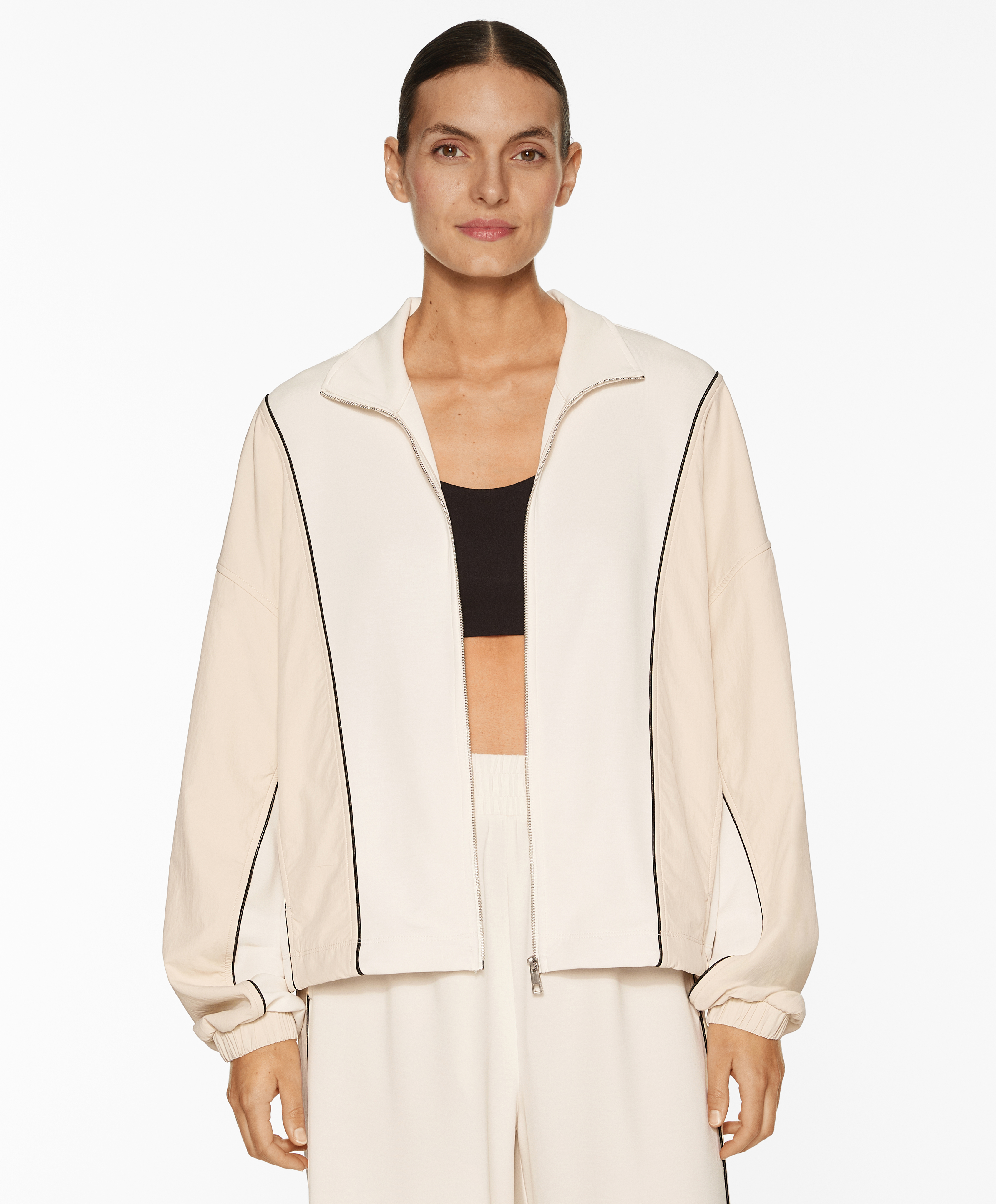 Side appliqué jacket with modal