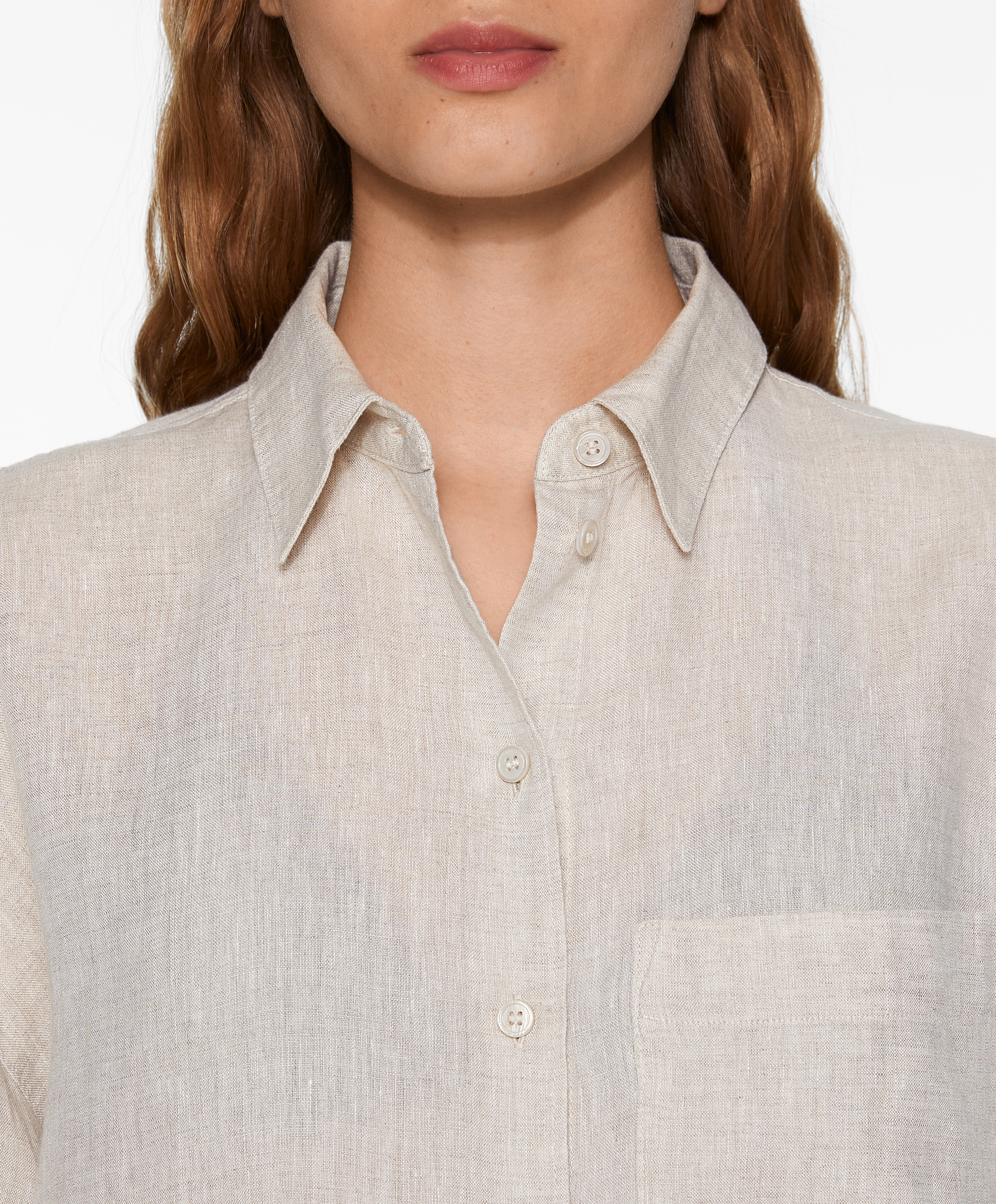 Oversize long-sleeved 100% linen shirt