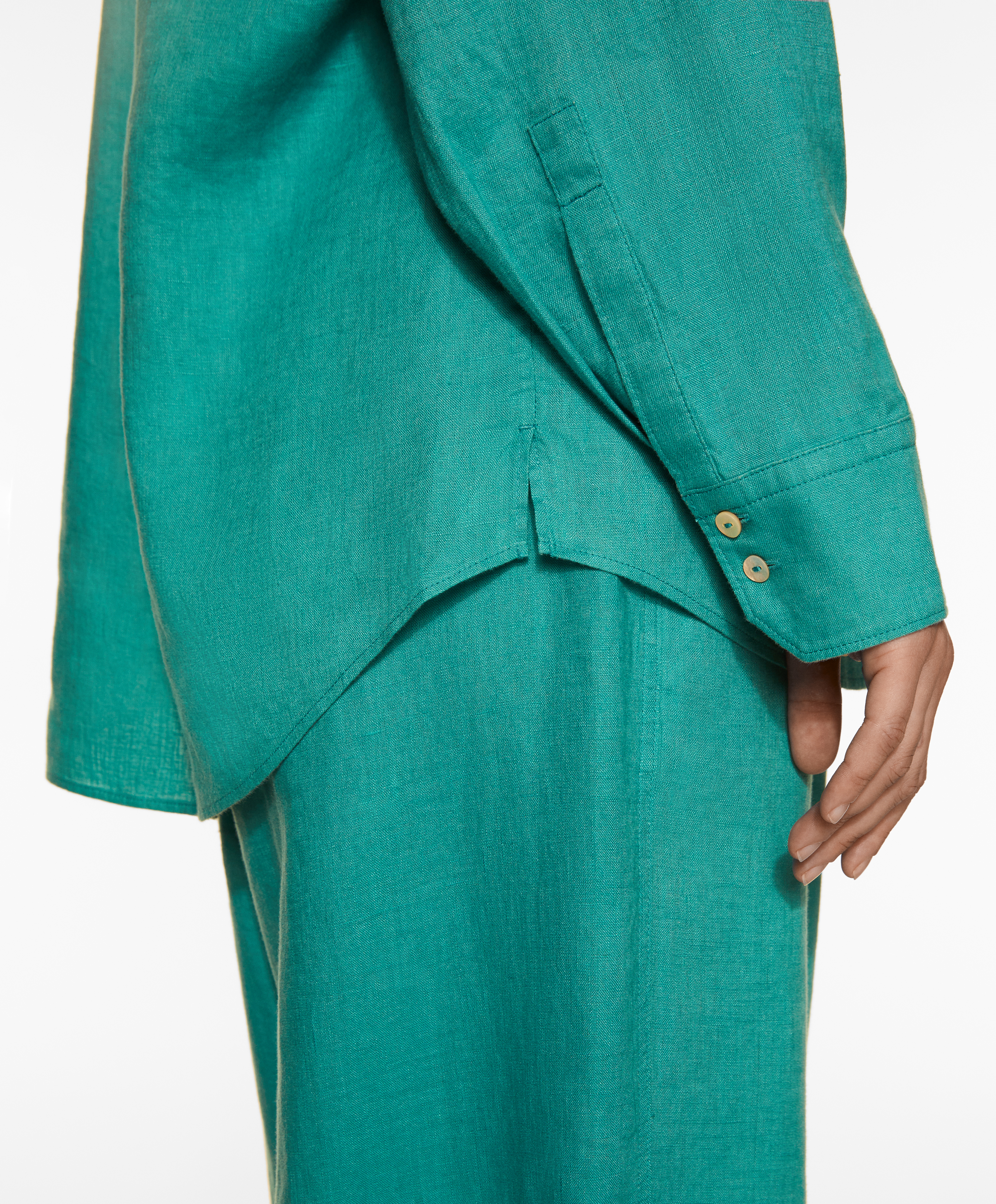 100% linen wide straight-leg trousers