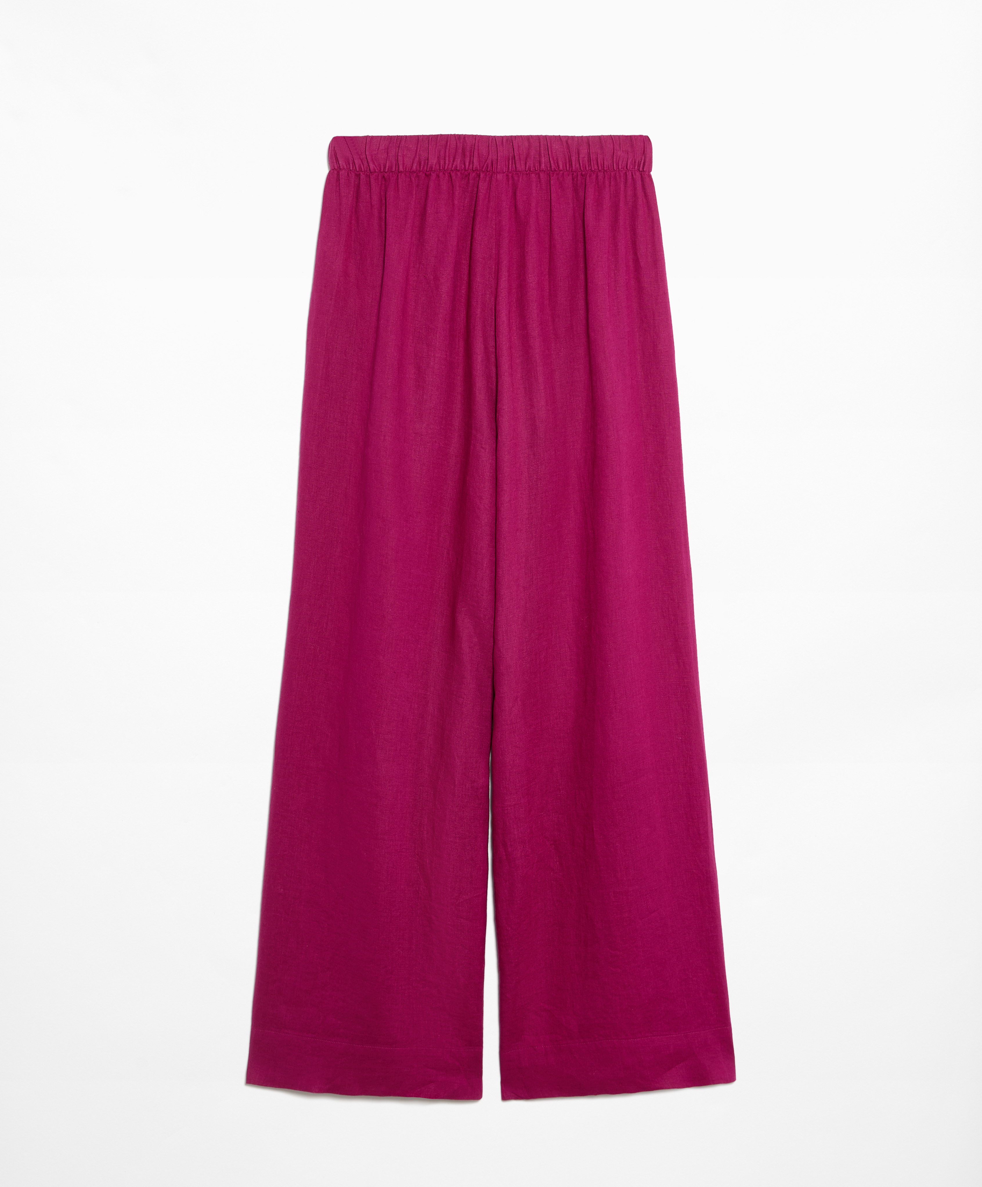 100% linen wide straight-leg trousers