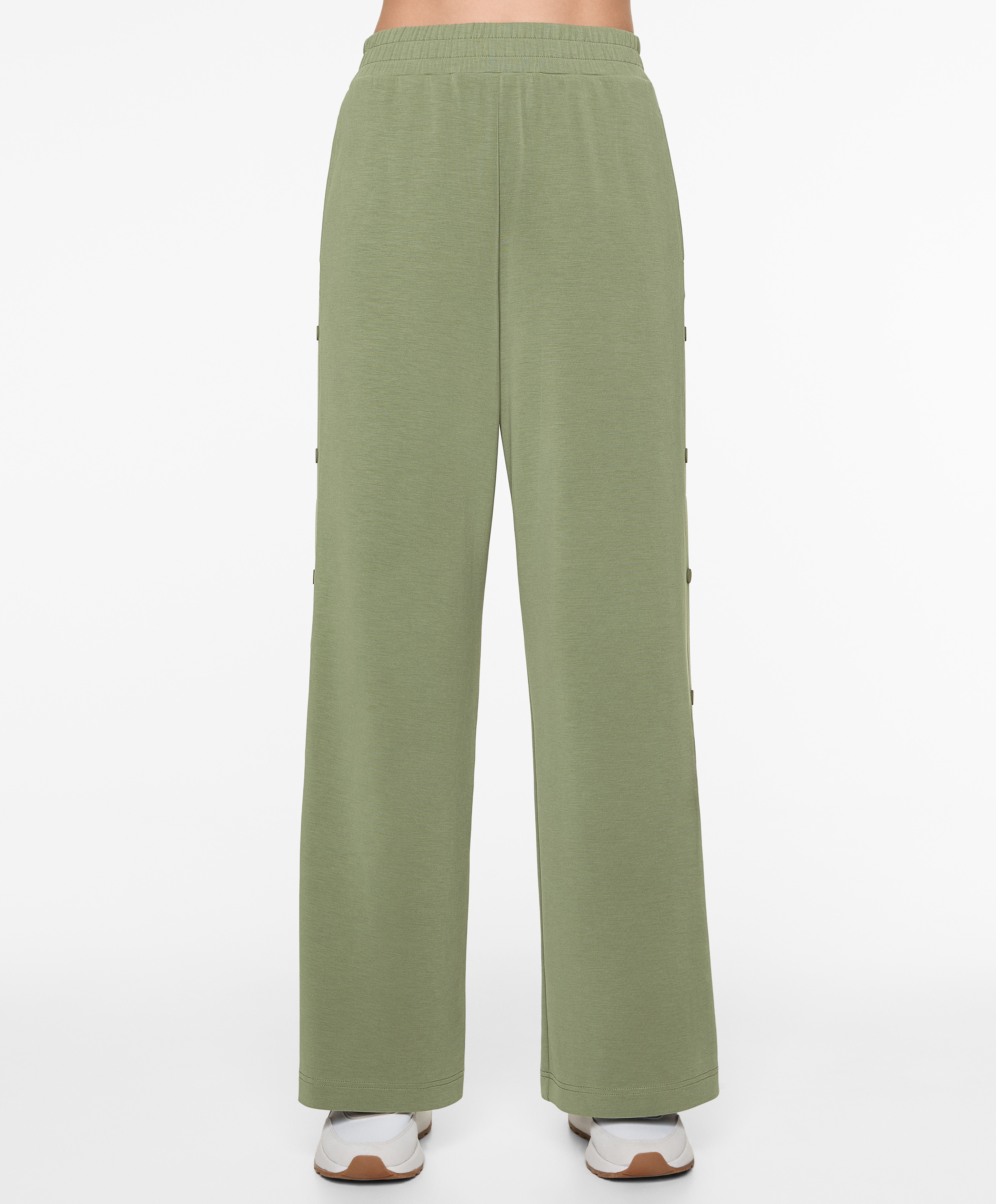Soft-touch wide, straight-leg trousers with modal and buttons