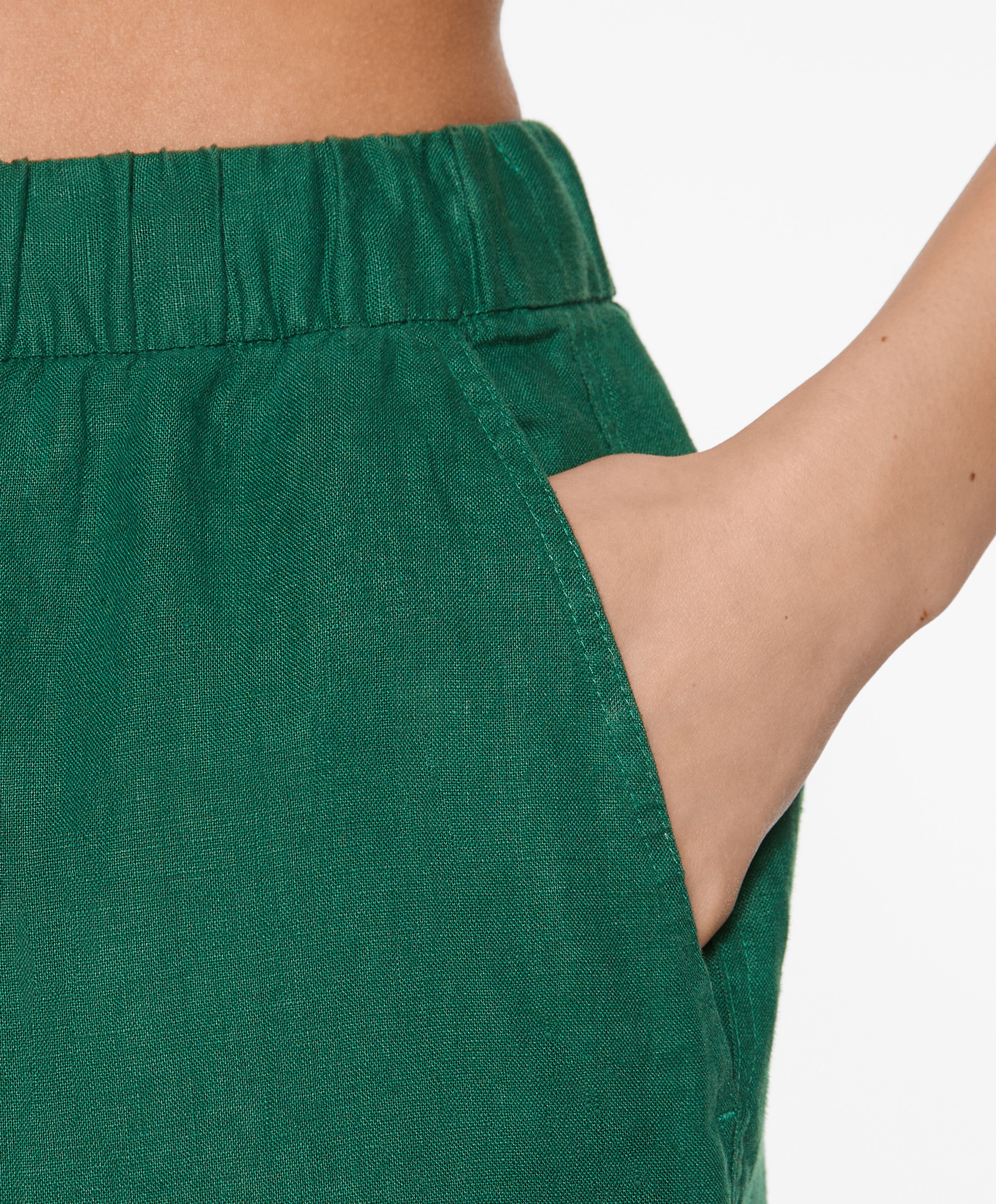 100% linen wide straight-leg trousers