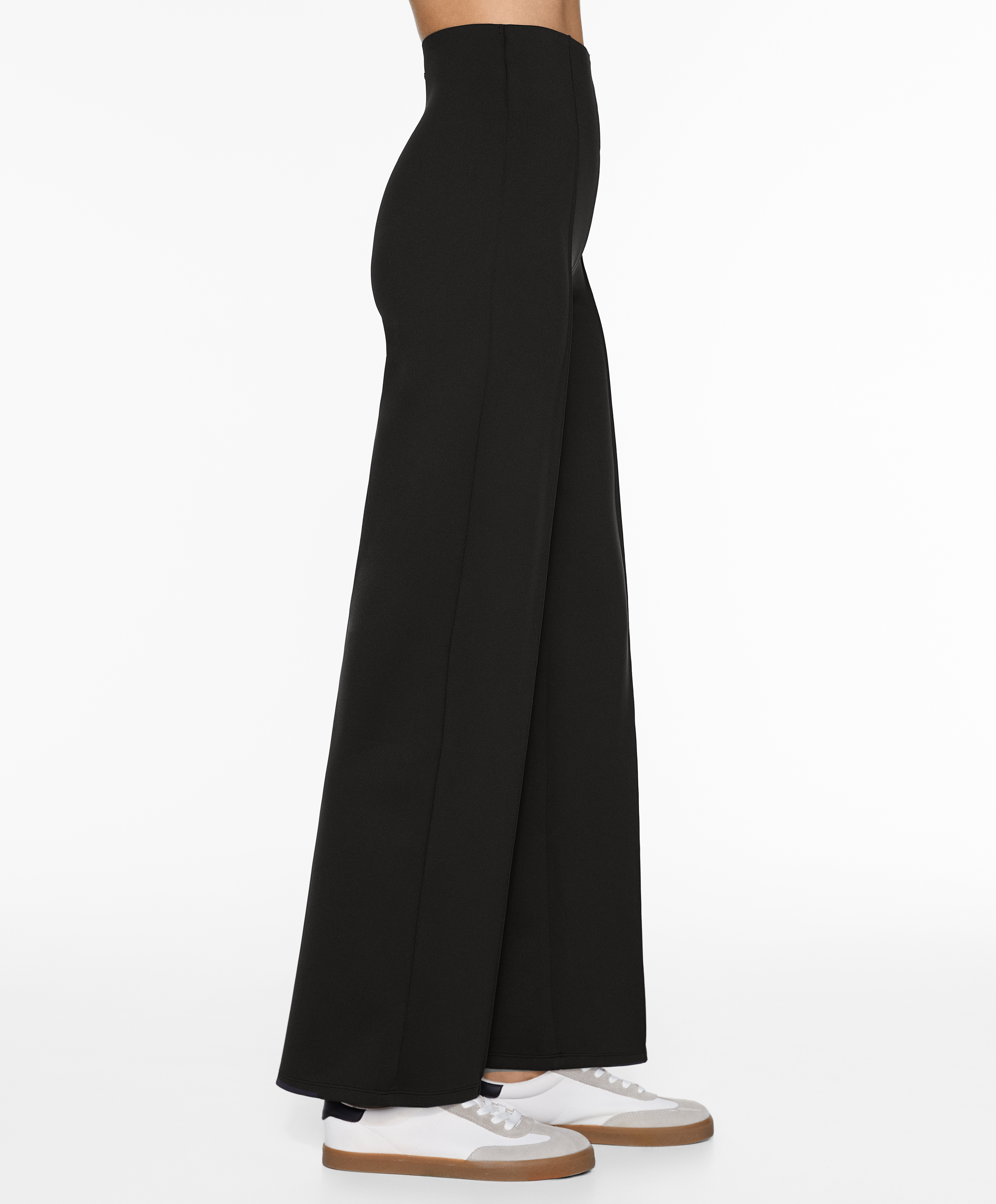 Neoprene-effect straight-leg trousers