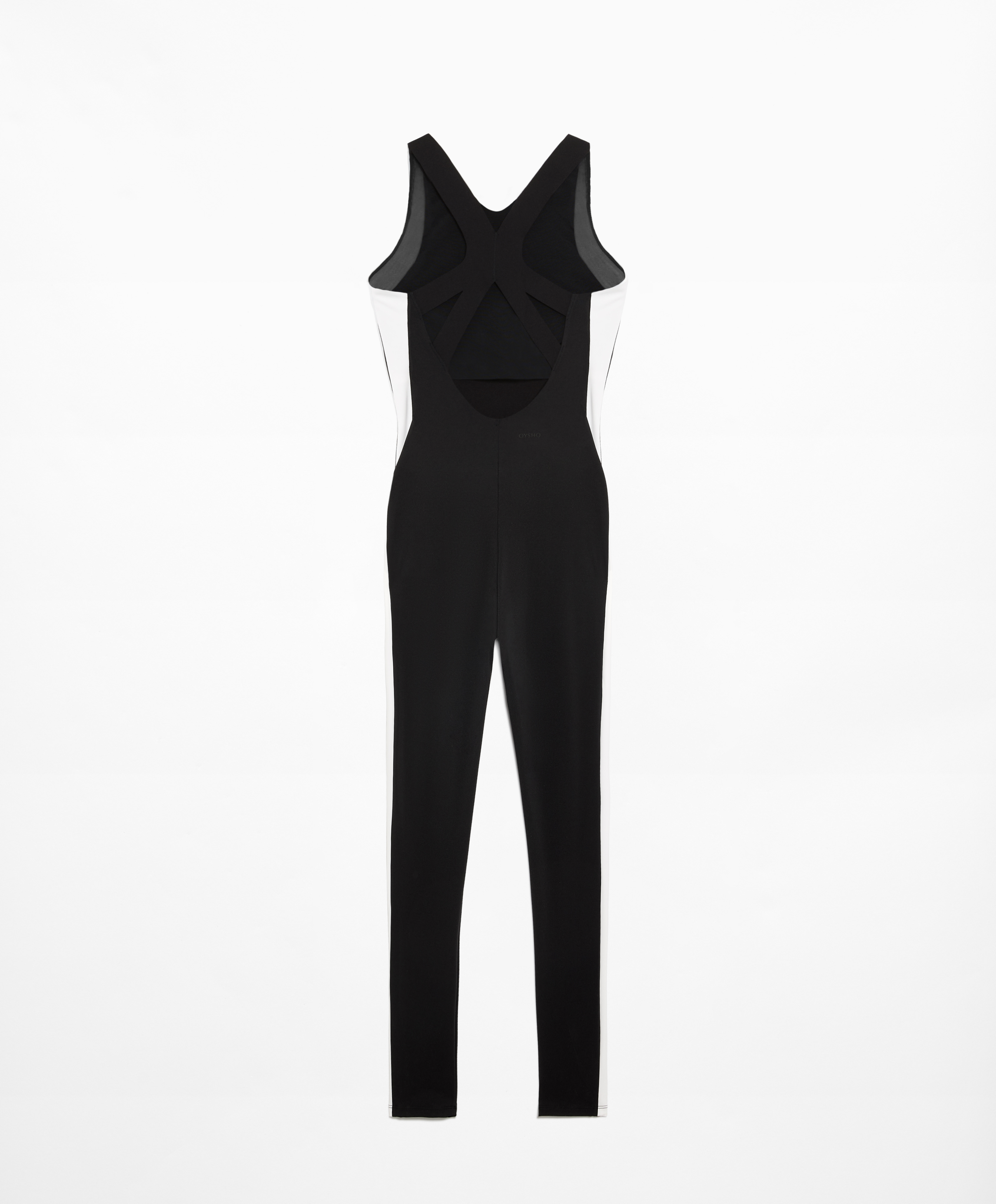 Side stripe compressive jumpsuit with open back