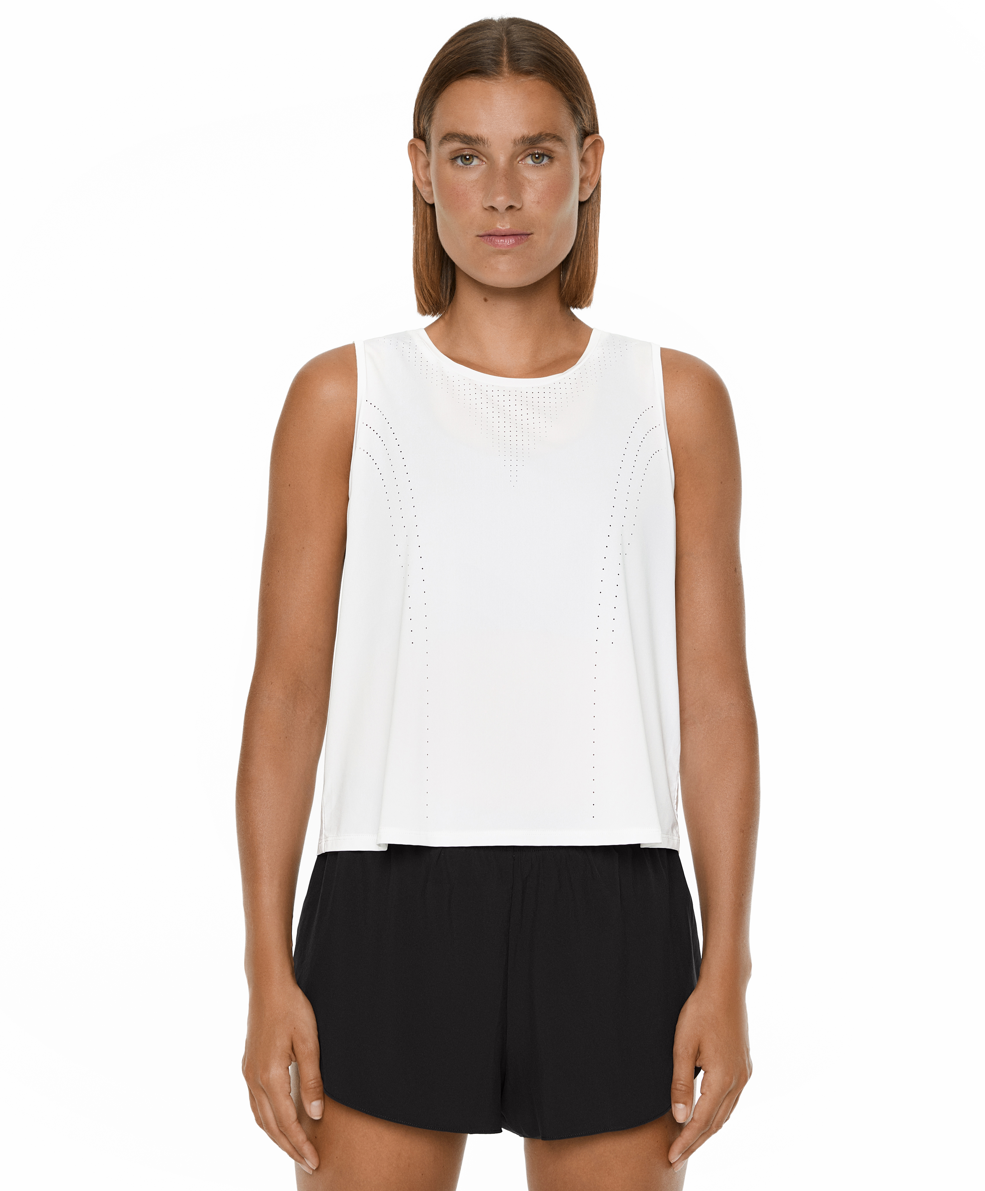 Sleeveless cropped technical T-shirt