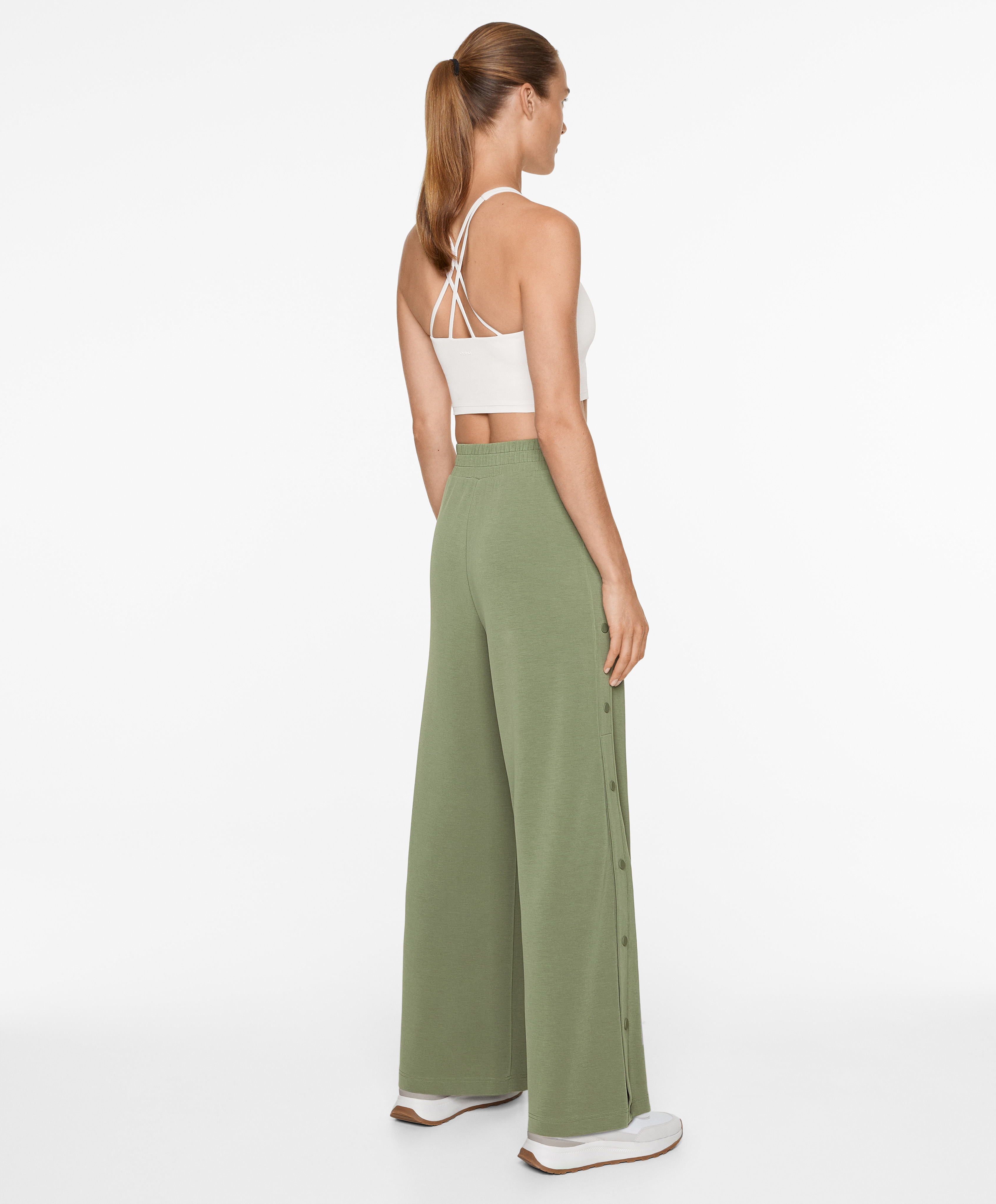 Soft-touch wide, straight-leg trousers with modal and buttons