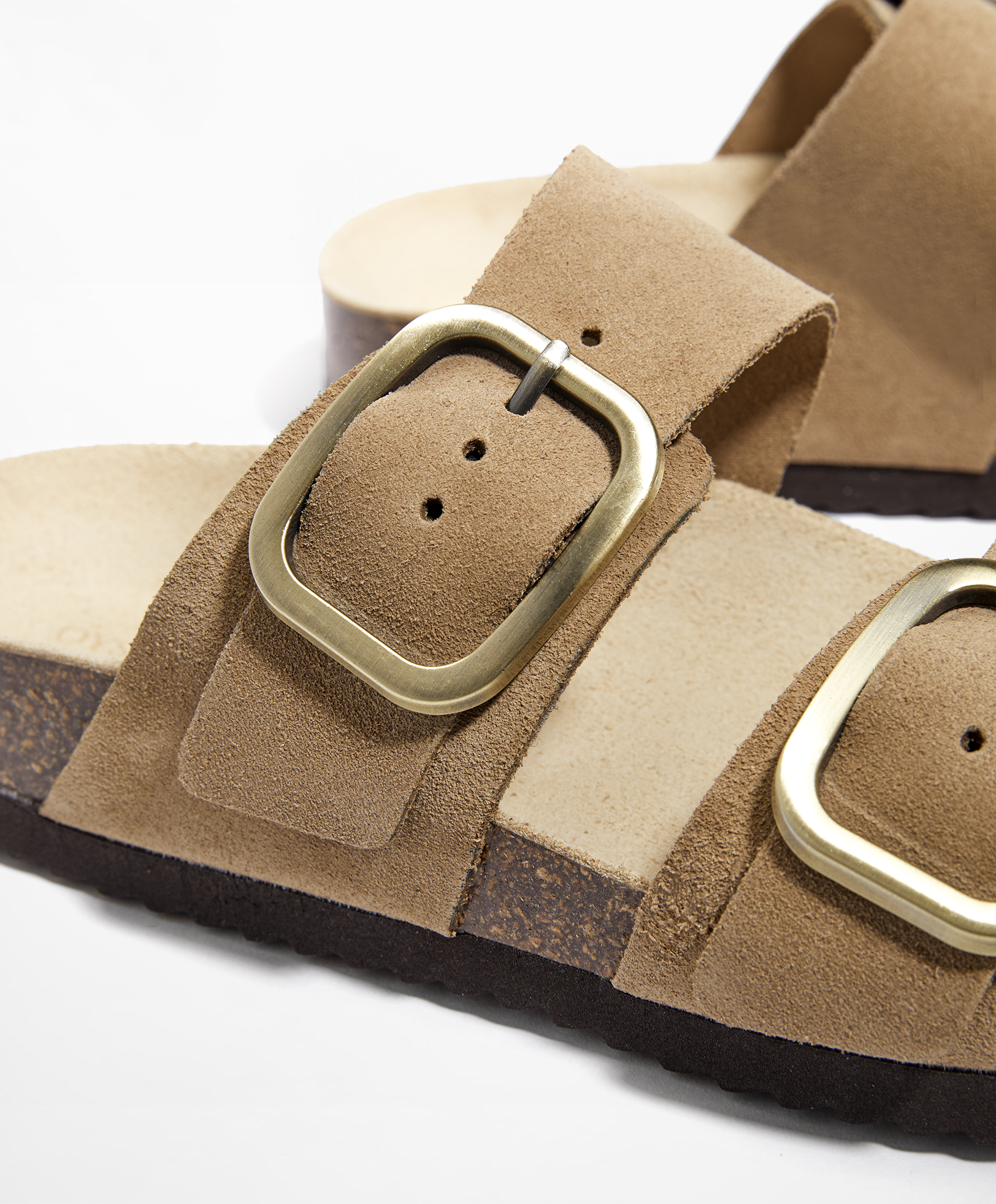 Buckle split-leather slides