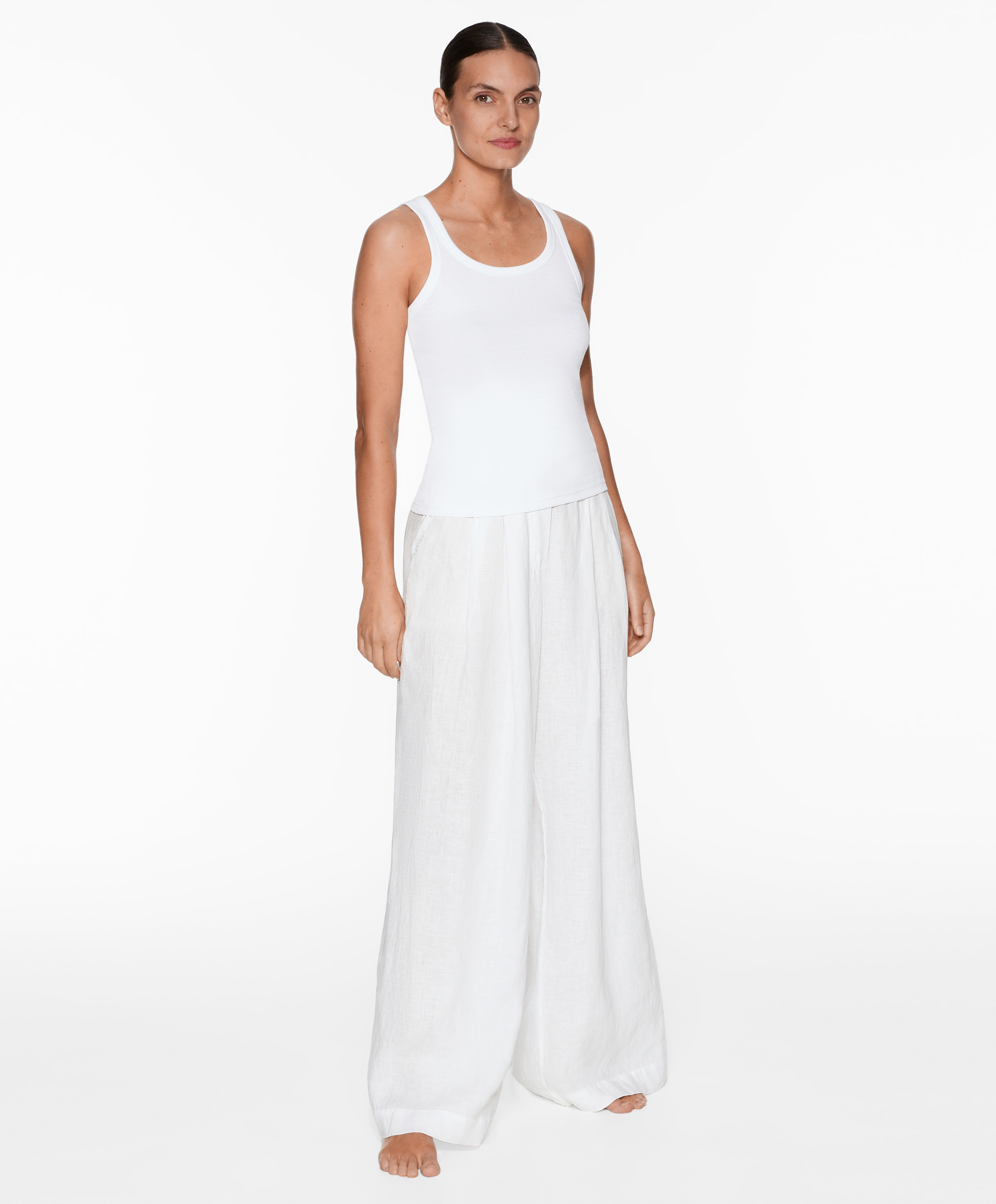 Rib vest top with cotton and modal