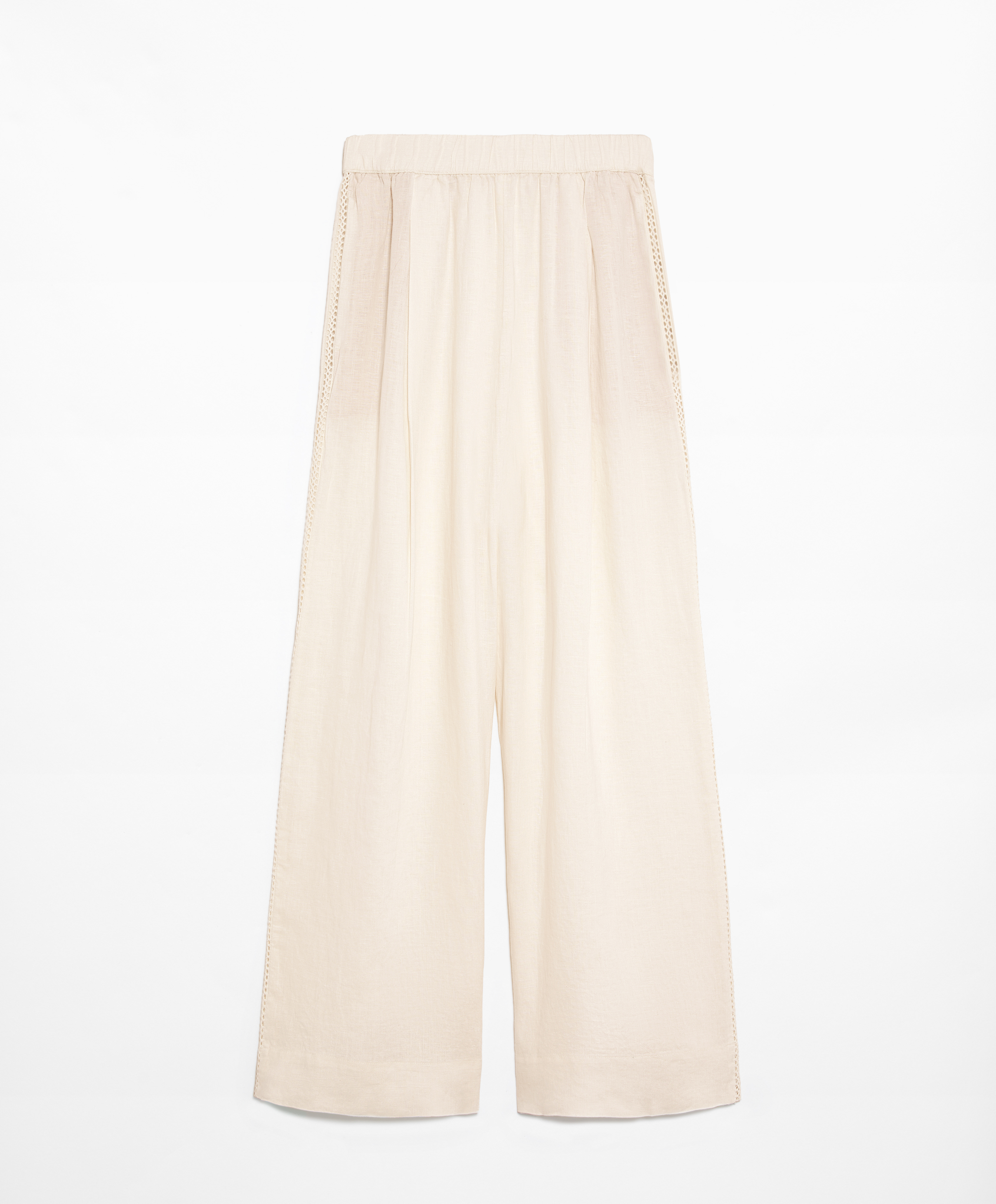 100% linen embroidered trousers