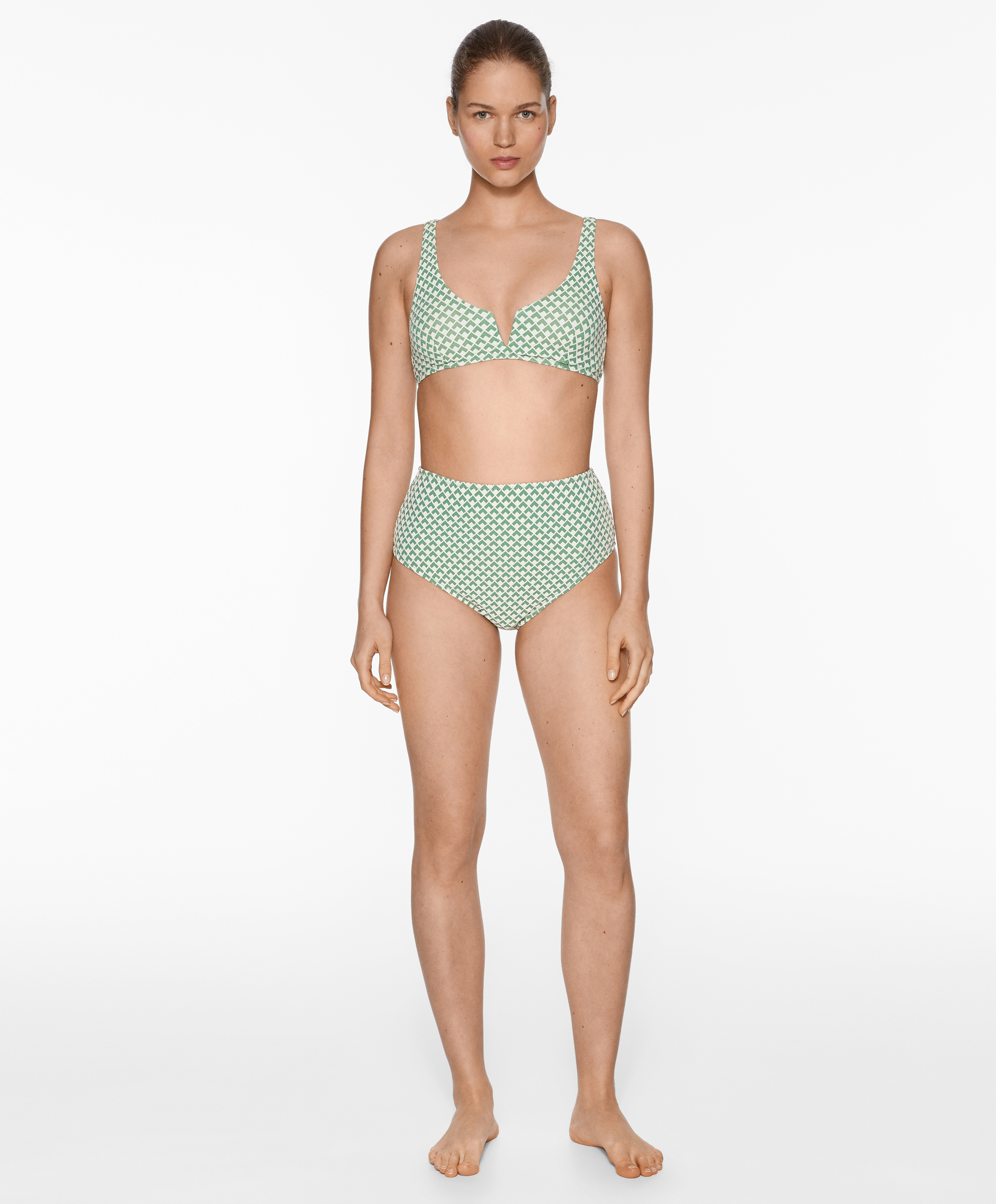 Geometric jacquard high-rise bikini briefs