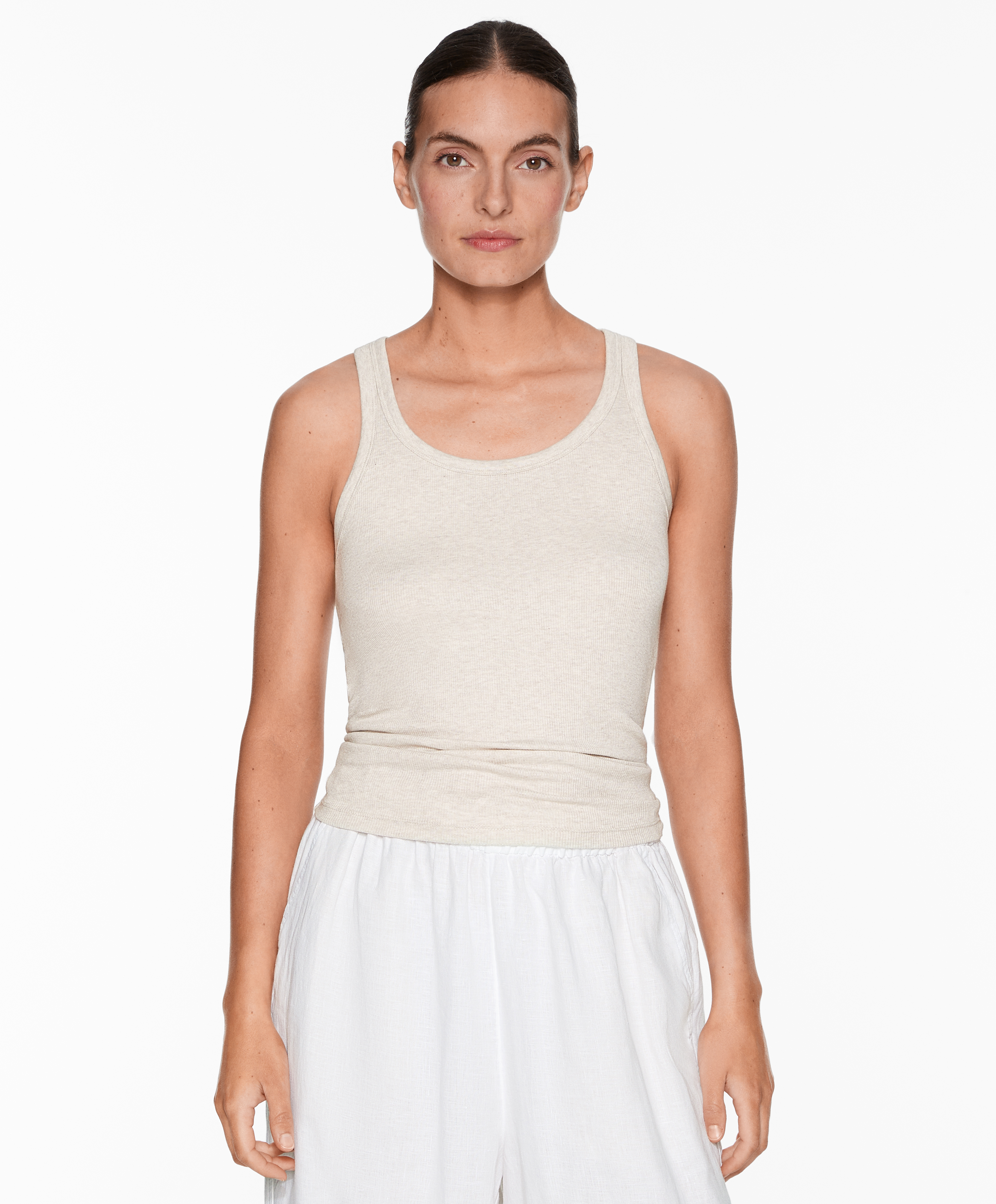 Rib vest top with cotton and modal