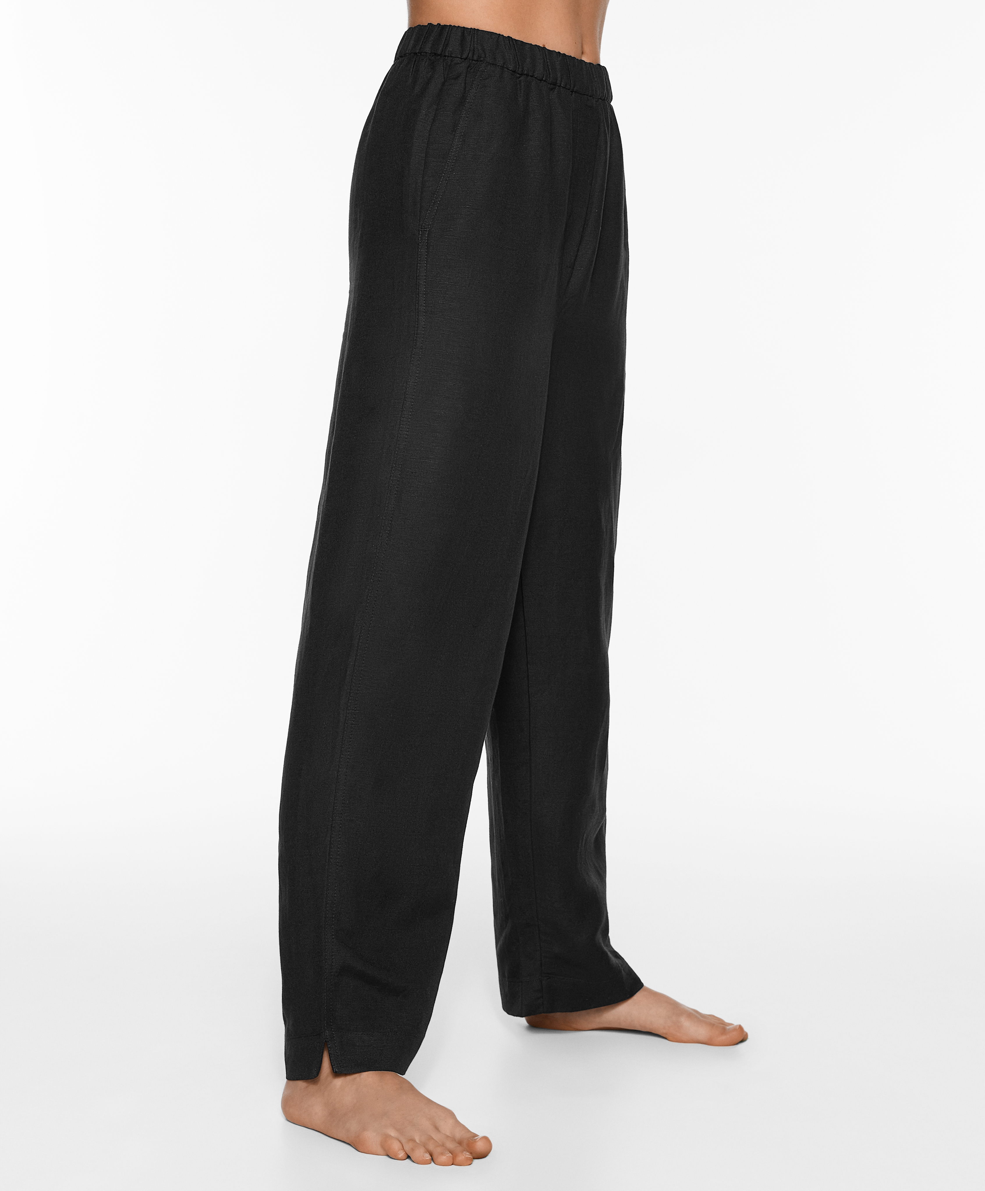 Slim-fit trousers with linen
